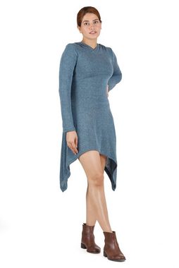 Guru-Shop Midikleid Pixikleid mit Kapuze, Feinstrick Elfen Pullover.. alternative Bekleidung