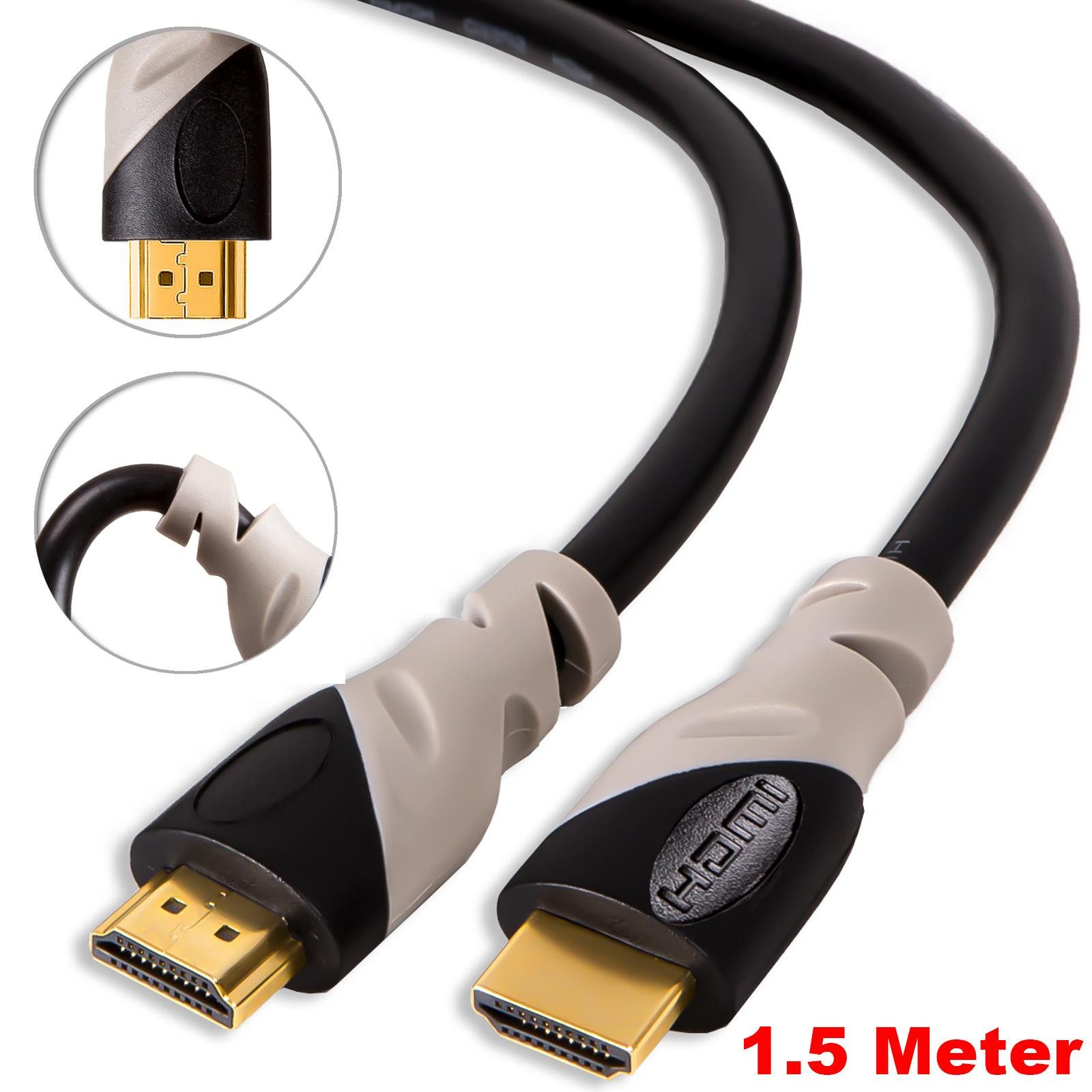 VERCO Full HD 4K UHD rundes 2.0 HDMI-Kabel, HDMI Typ A, (150 cm), ARC 3D Cec High Speed Ethernet Stecker sind vergoldet