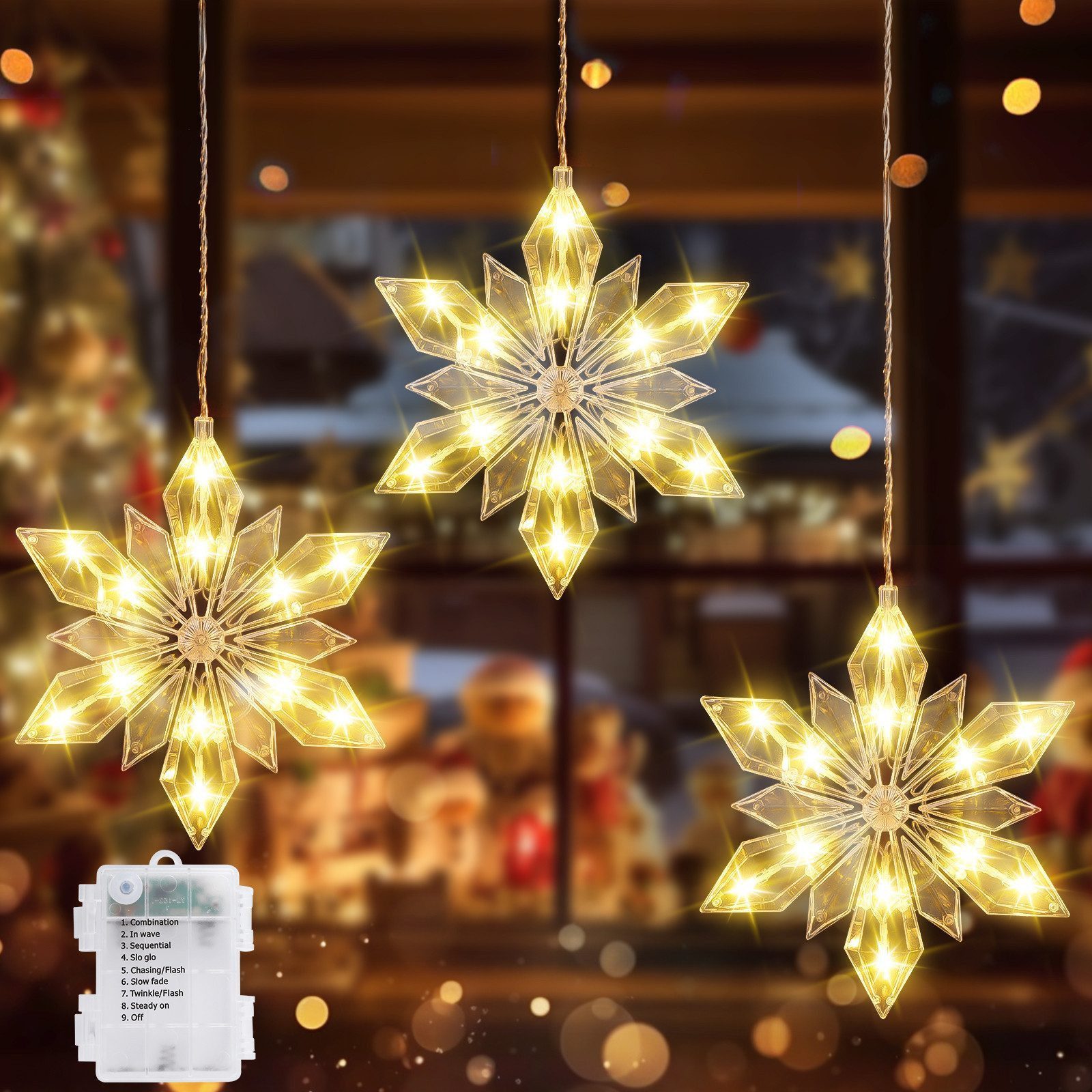 Elegear LED-Lichterkette Weihnachtsdeko Fenster Stern, beleuchtete Weihnach günstig online kaufen
