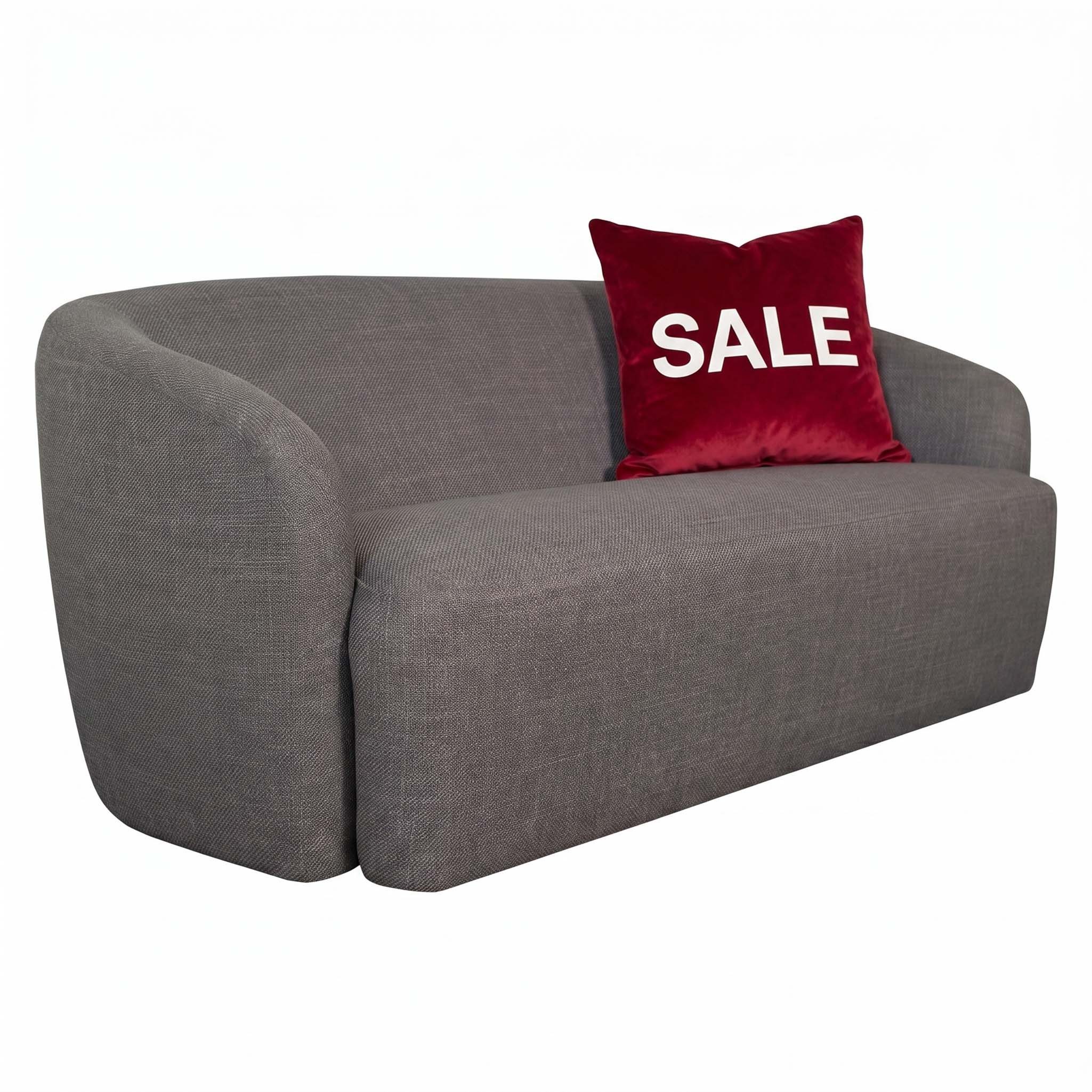 MR.DEKO Loungesofa Lounge Sofa Loconia – 2,5-Sitzer, 170x76x89 cm, grau, skandinavisch, 2,5-Sitzer Sofa, montiert geliefert, kombinierbar mit Sessel 1 Teile, Couch mit geschwungenen Armlehnen & Komfortkissen, Strukturstoff