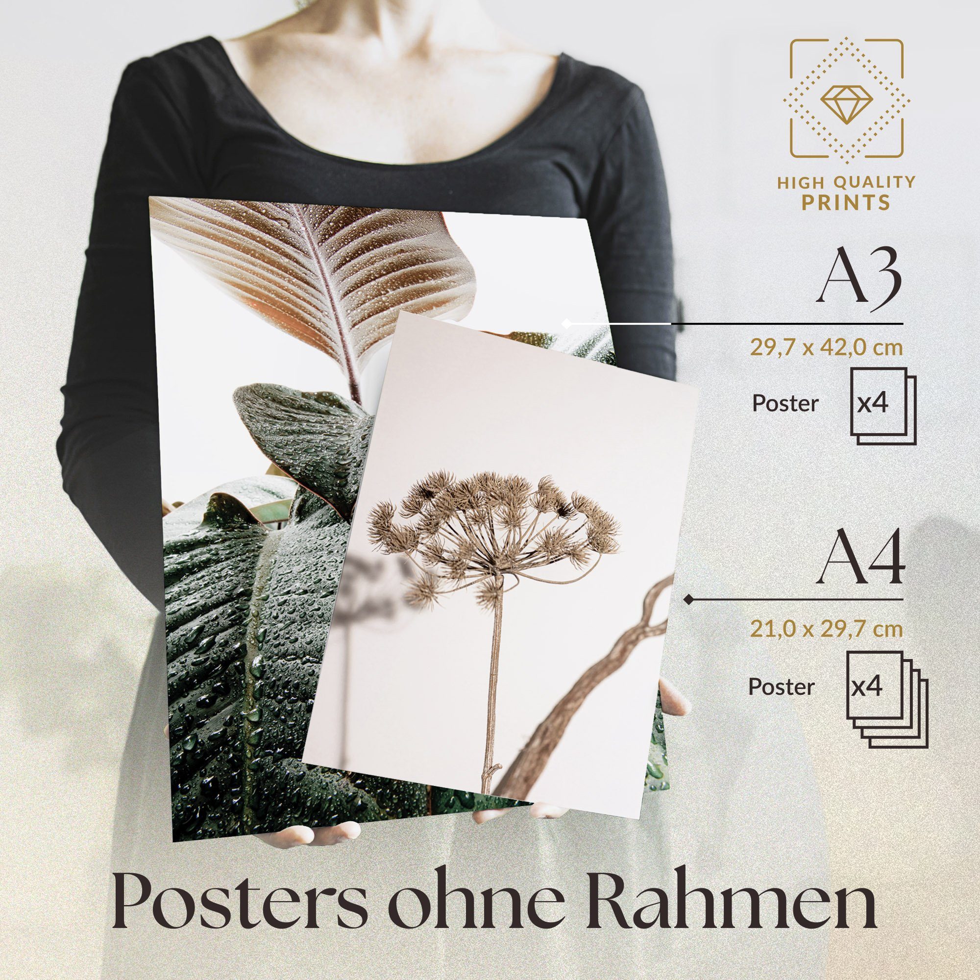 Heimlich Poster Set als Wohnzimmer DIN Pflanzen & Pflanzen DIN A4, Bilder Reisen, A3 Deko