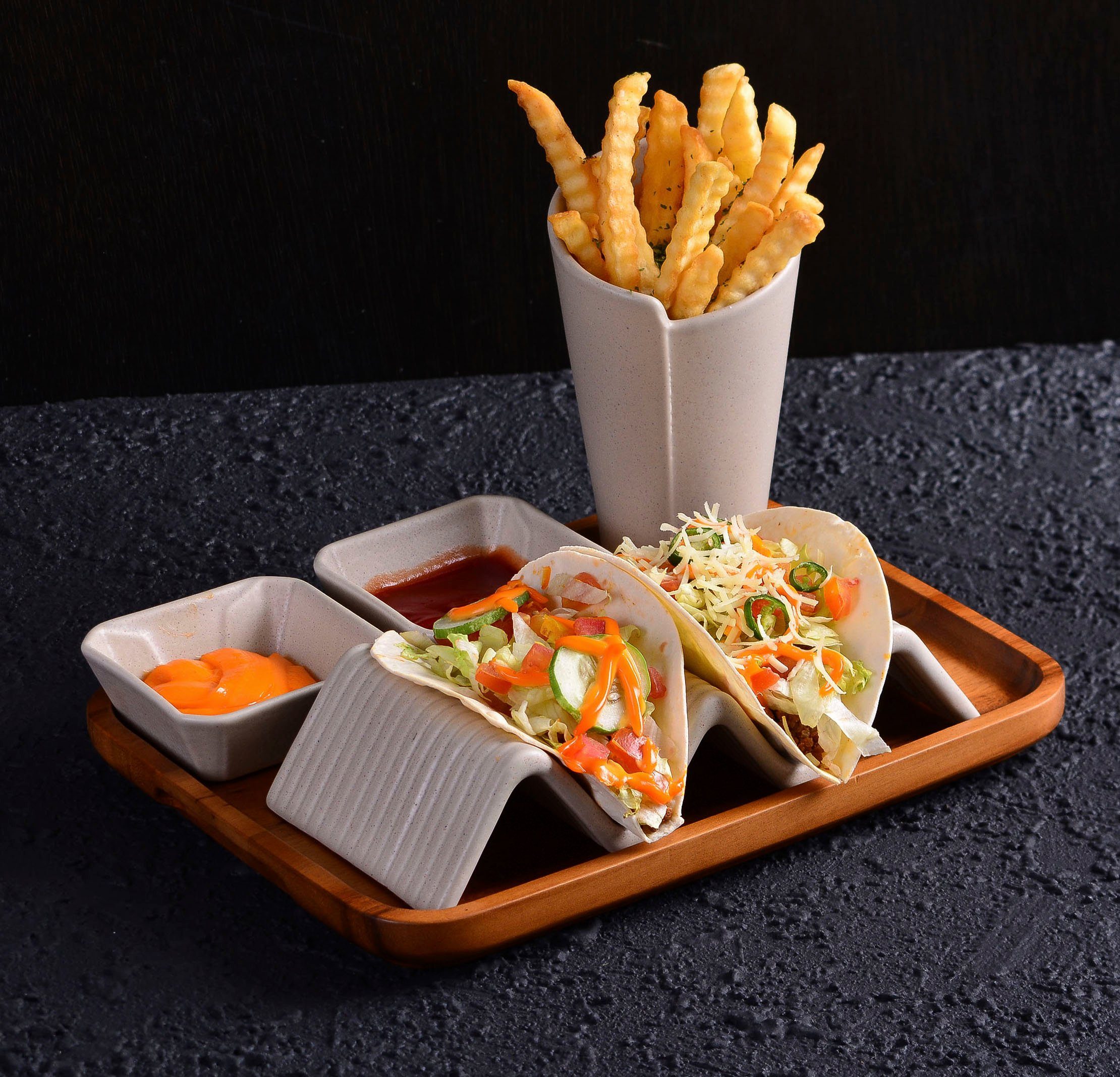 CreaTable Servierschale Dip Bowl, Steinzeug, (Set, 4-tlg), Dipschale, Snackschale, Topaktueller „Streat Food“ Trend