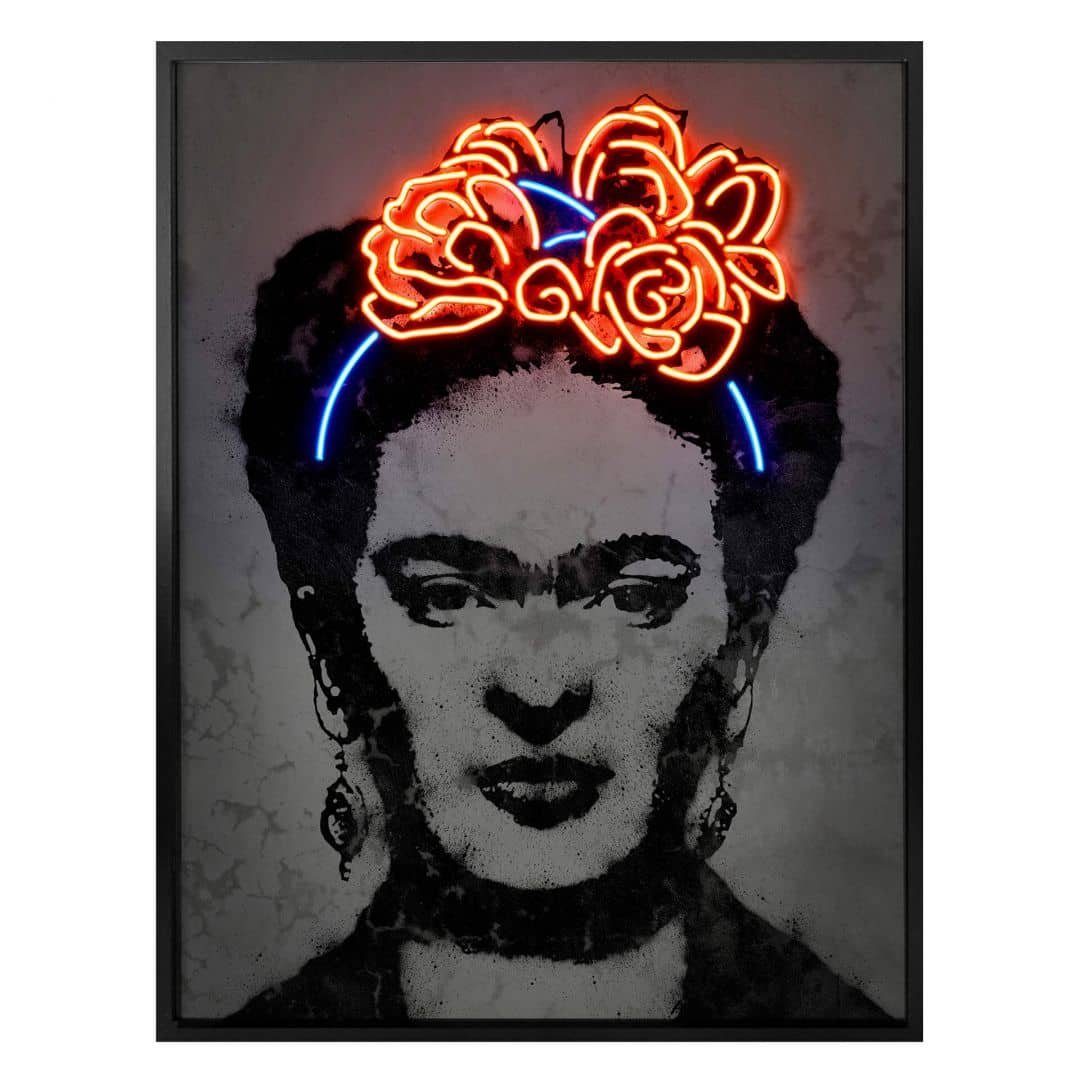 K&L Wall Art Poster Poster Mielu Neon Streets Kult Retro Frida Kahlo Leuchtbild Stil, Wohnzimmer Wandbild modern