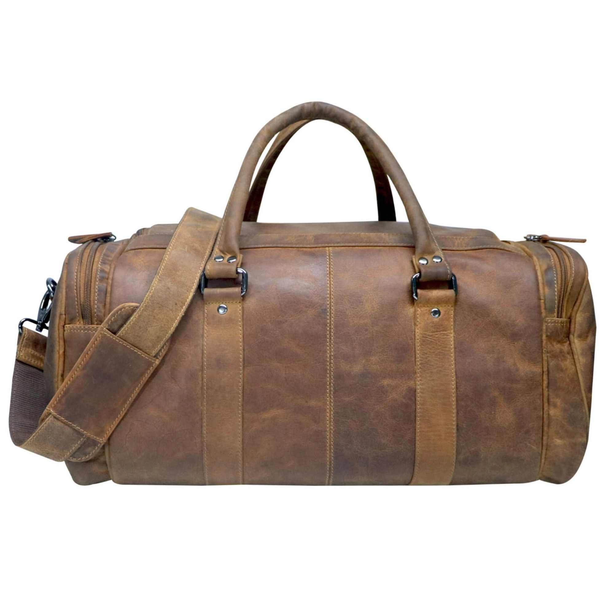 GREENWOOD Weekender Sporttasche Echtleder Reisetasche, Vollrindleder