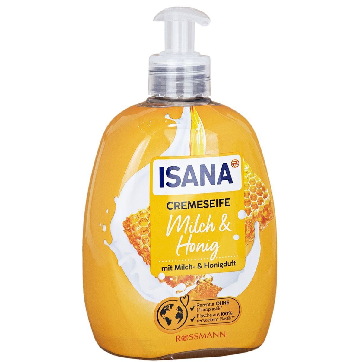 ISANA Flüssigseife Milch & Honig, mit Softpflege-Komplex und Pflegelipid, 500 ml