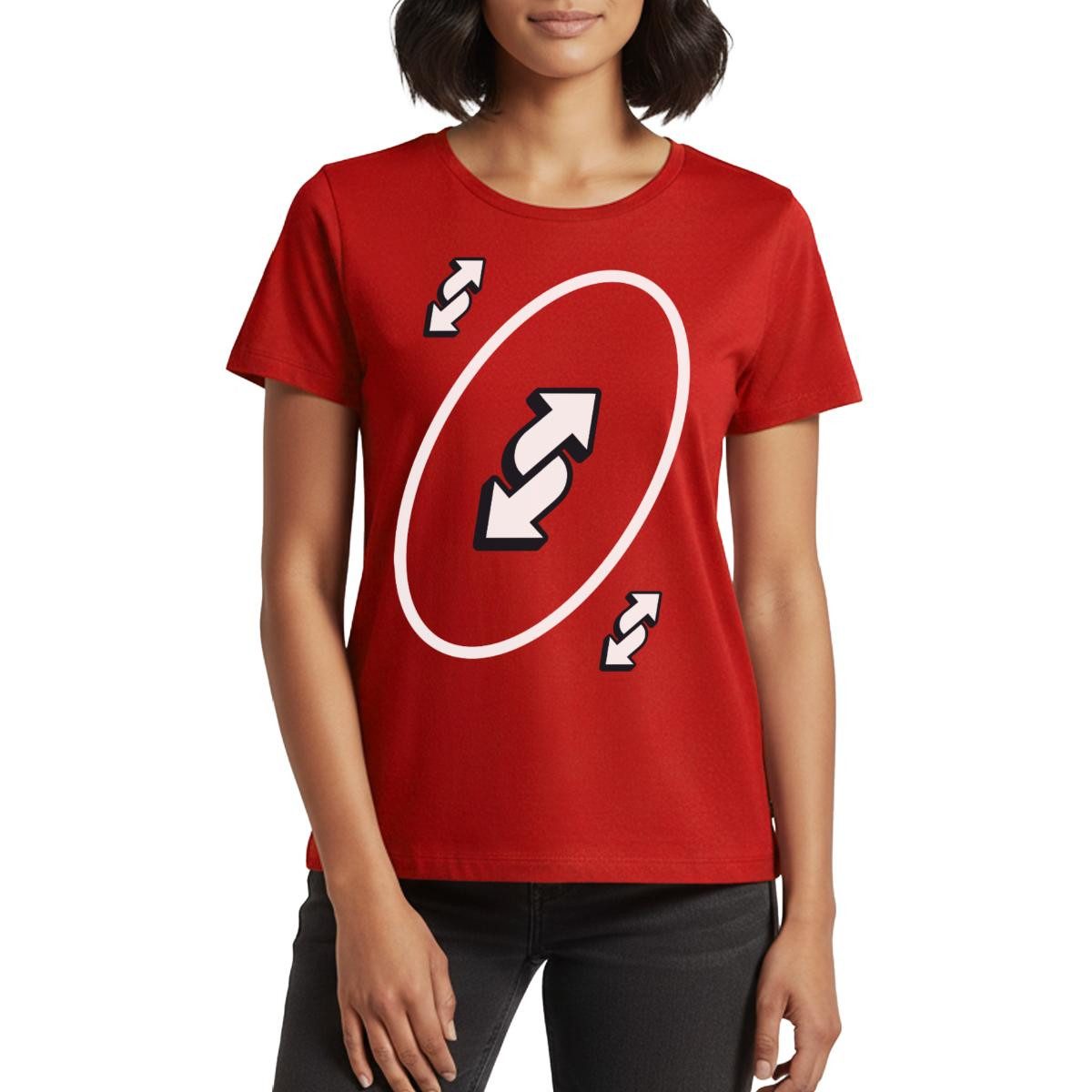 T-Shirt UNO Karten Kostüm Richtungswechsel-Karte Karneval Frauen Premium T-Shi