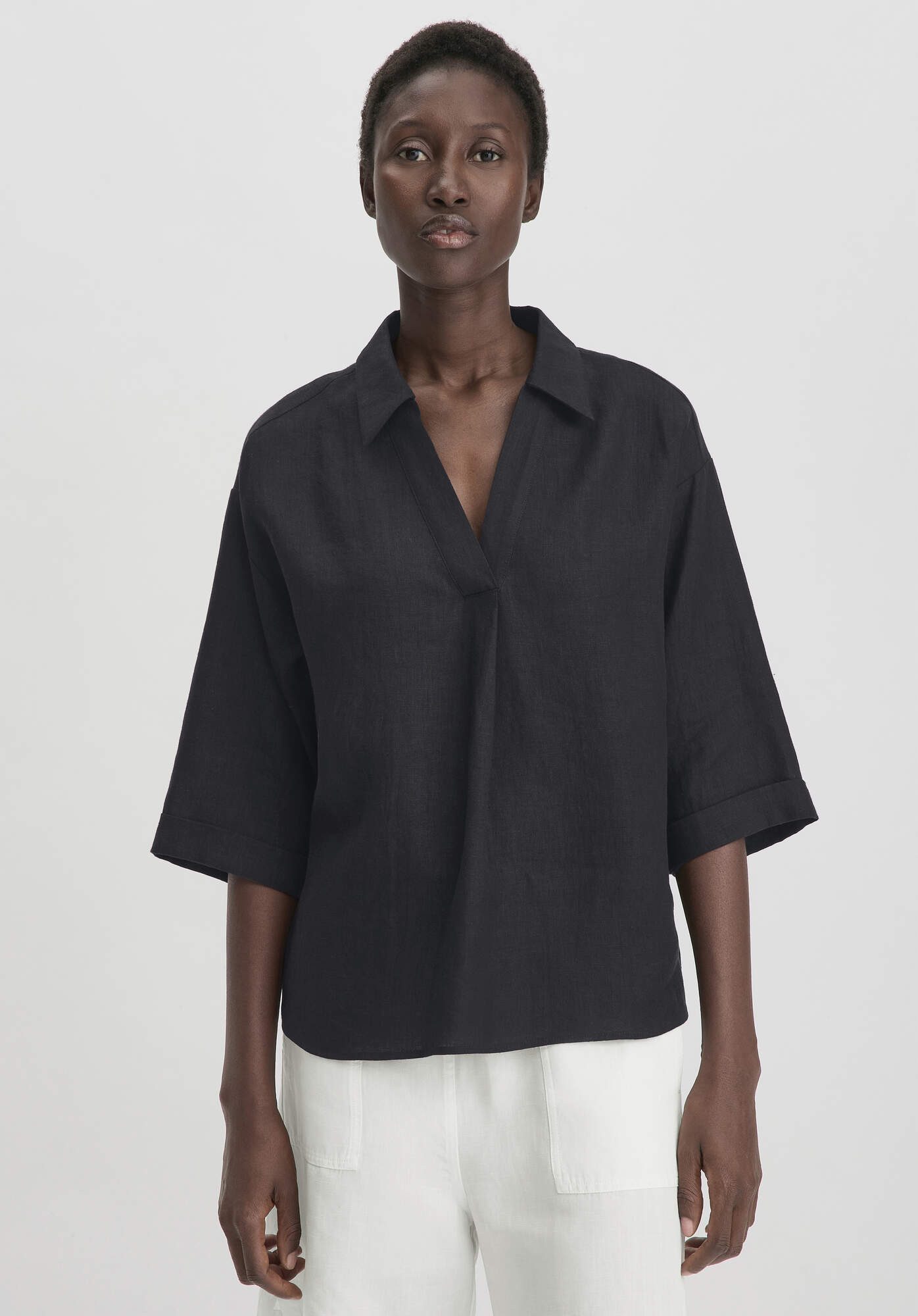 Hessnatur Klassische Bluse aus reinem Leinen günstig online kaufen