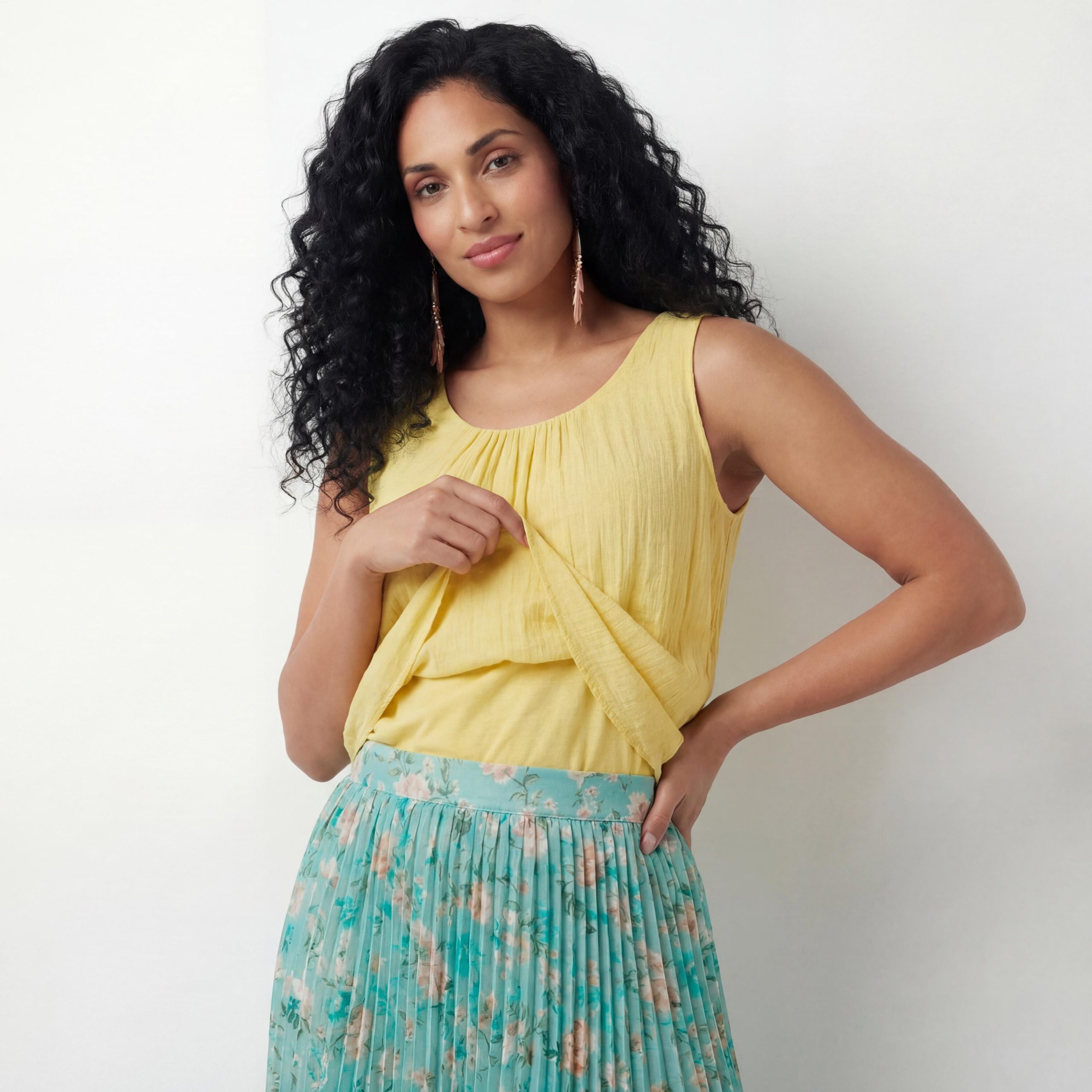 OriginalYou Trägertop Damen Sommer Top Leinenoptik blickdichtes Oberteil mit Innentop Größen von 36 bis 48, Unifarben, Rundhals