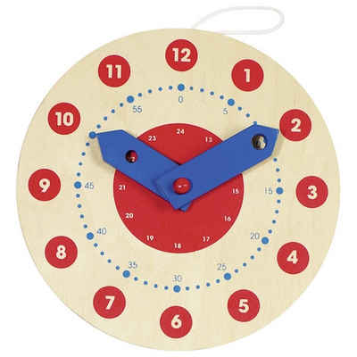 goki Lernspielzeug Lernuhr Holzuhr Uhrzeit lernen Schulanfang Vorschule (Set, 1-St., 1), Stunden- und Minutenanzeige