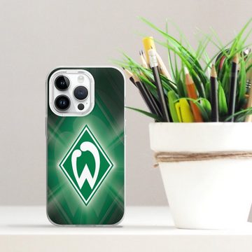 DeinDesign Handyhülle SV Werder Bremen Offizielles Lizenzprodukt Wappen Werder Bremen Laser, Apple iPhone 14 Pro Silikon Hülle Bumper Case Handy Schutzhülle