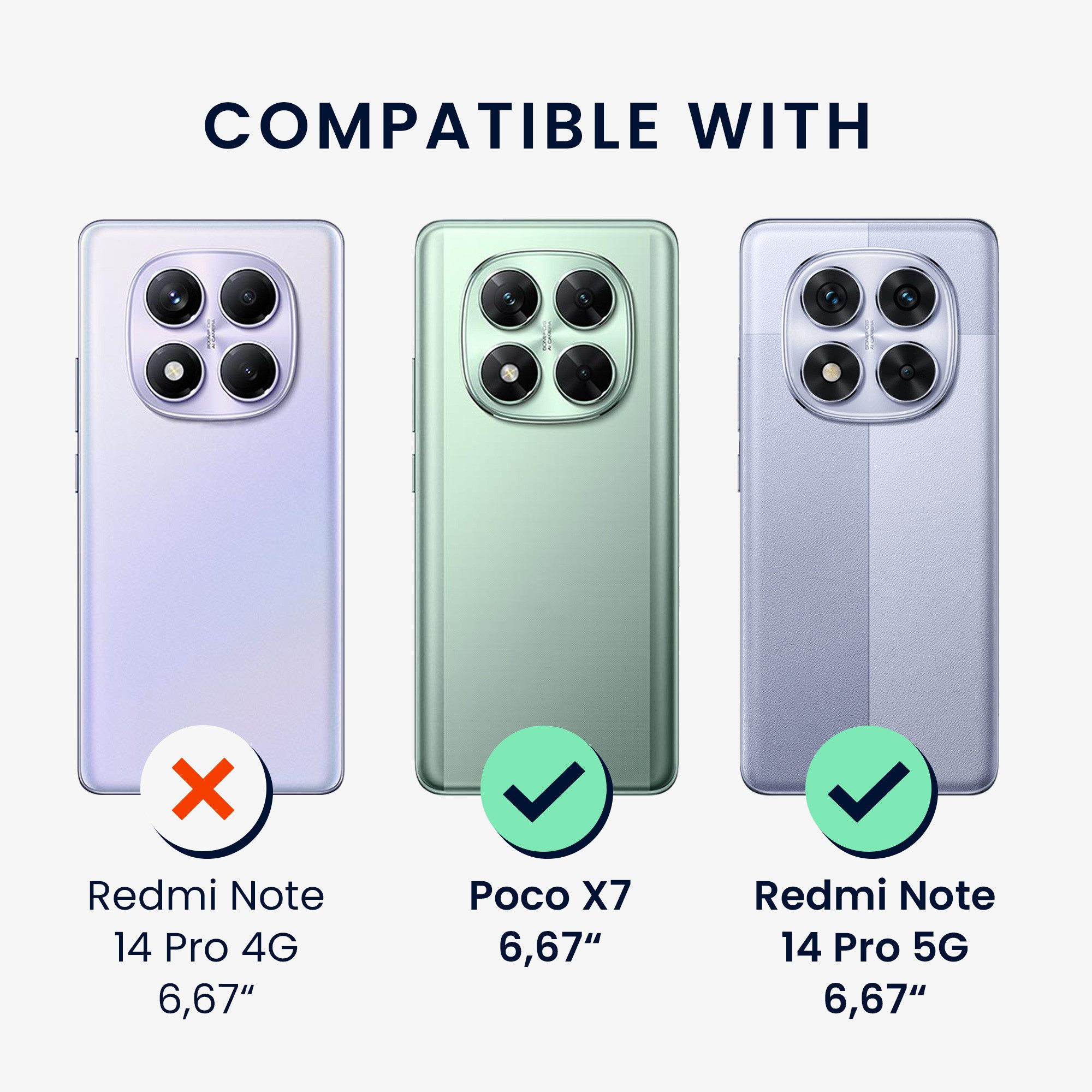 kwmobile Handyhülle Hülle für Xiaomi Redmi Note 14 Pro 5G / Poco X7 Handyhülle - Silikon, Case mit Schutzfolie Kirschblütenblätter Design