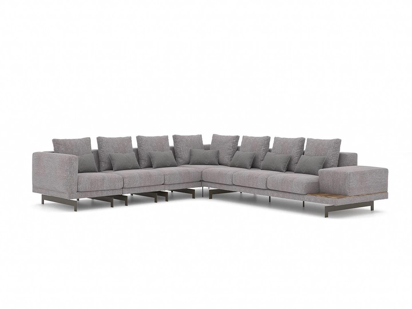 JVmoebel Ecksofa Elegantes graues Designer-Ecksofa mit hochwertiger Polsterung, 5 Teile, Made in Europa