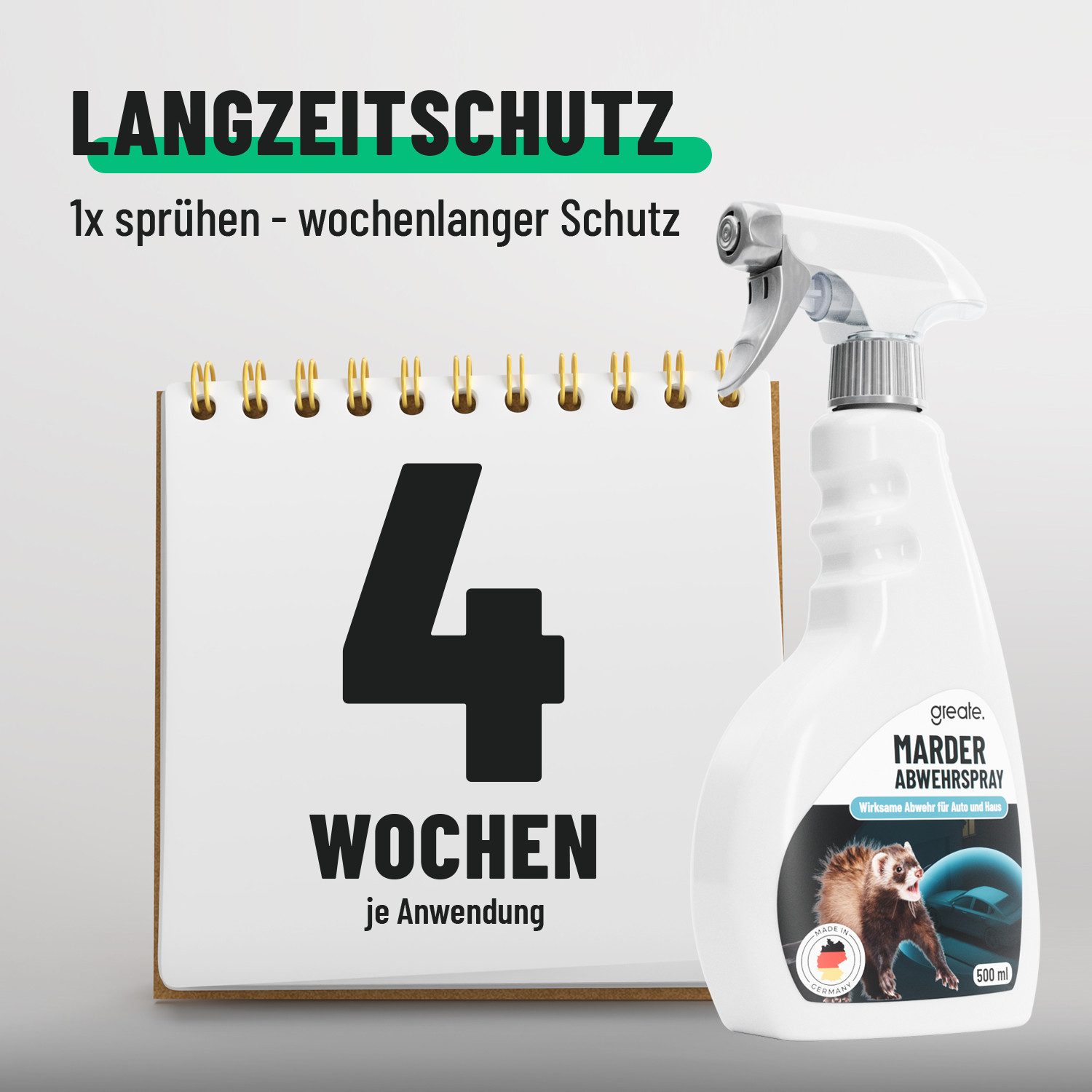 greate. Marderspray Marderspray Auto Motorraum 500 ml - Mader Abwehr, Marderschutz Spray, 500 ml, 1-St. – Bild 3 von 5