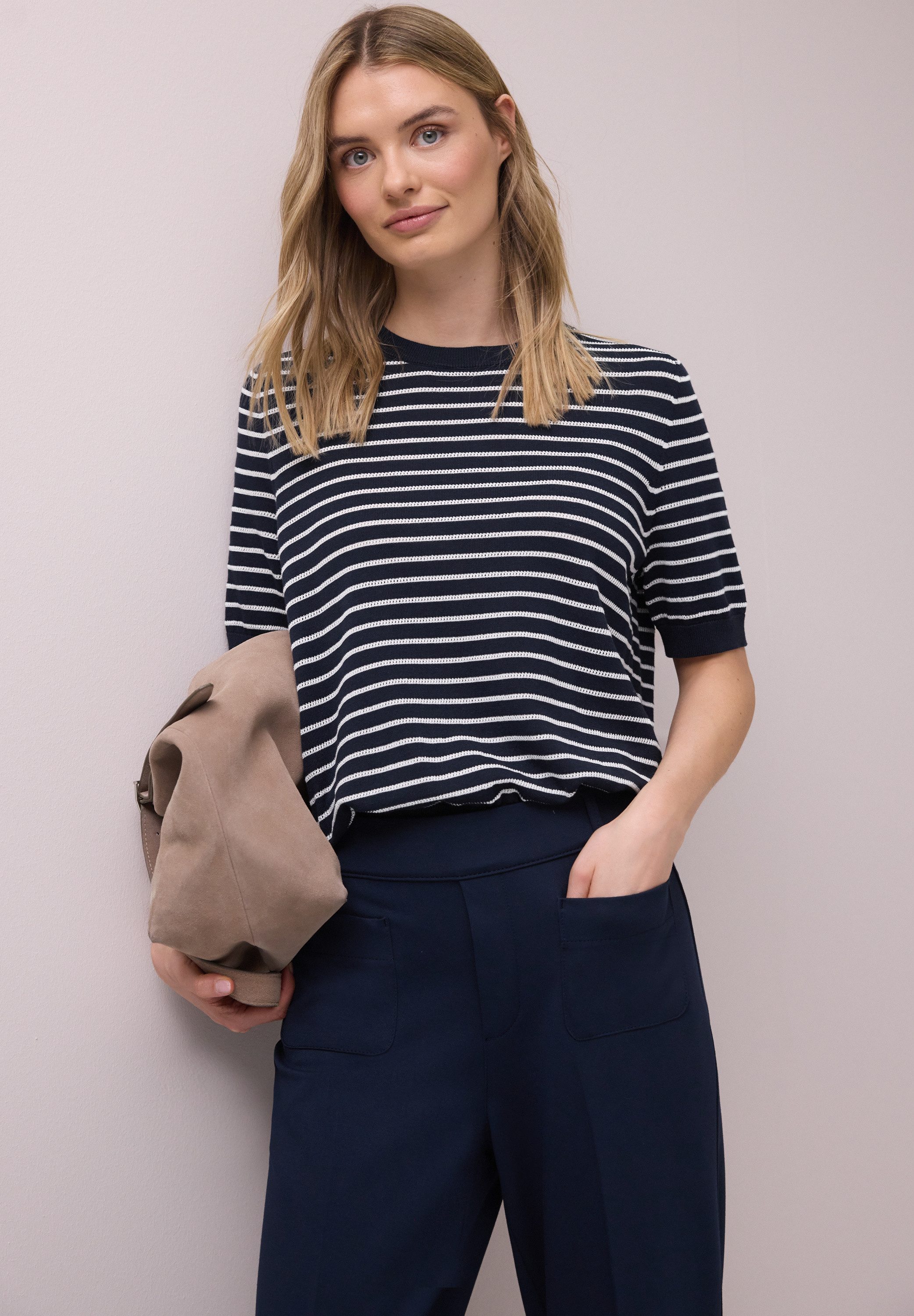 STREET ONE Kurzarmpullover mit Streifenmuster günstig online kaufen