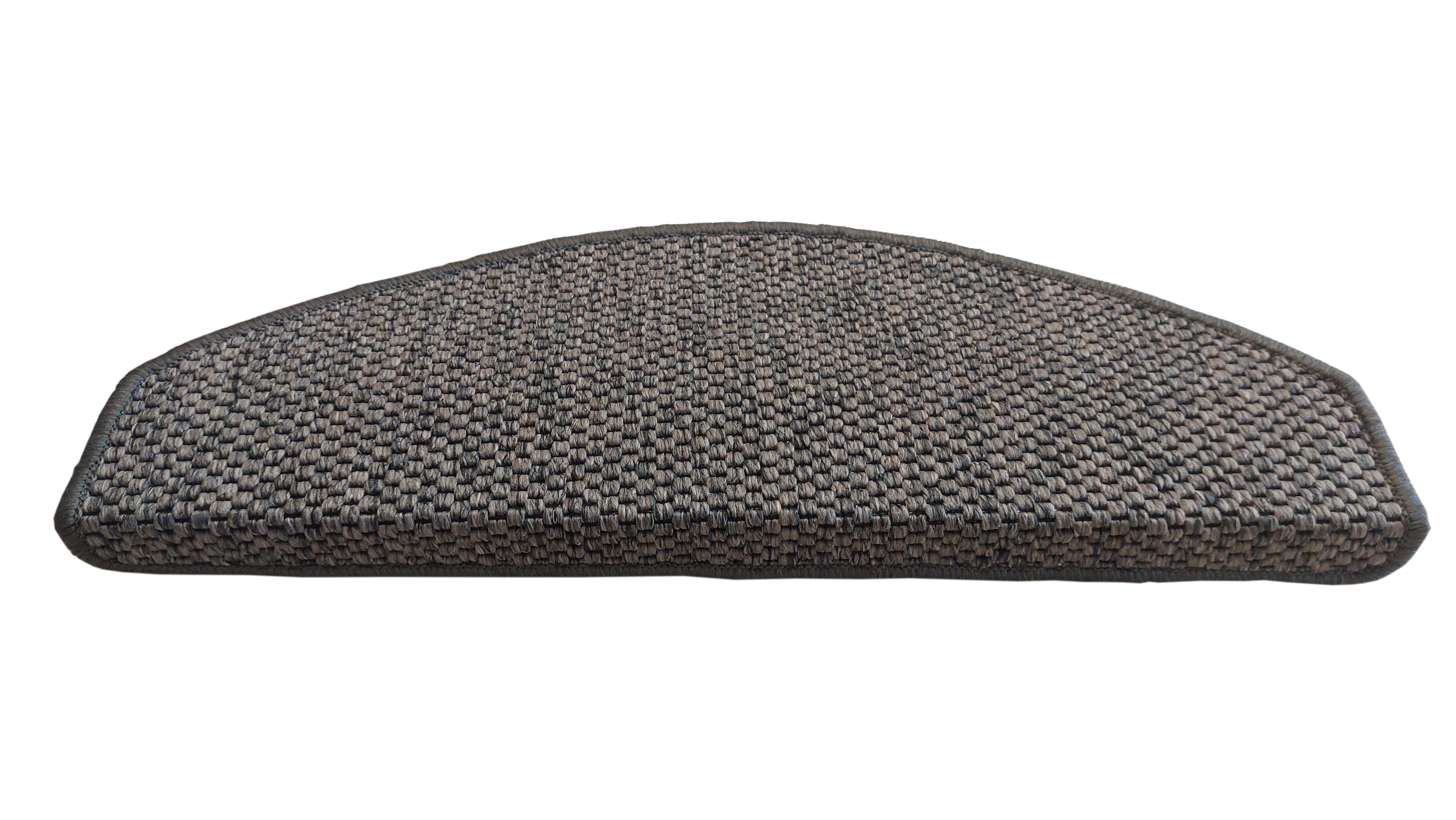 oKu-Tex Stufenmatte FLORENZ Stufenmattenset 15 teilig, natürliche Sisal Optik, Halbrund, Höhe: 4 mm, Flachgewebe mit Winkelschiene, strapazierfähig, verschiedene Farben