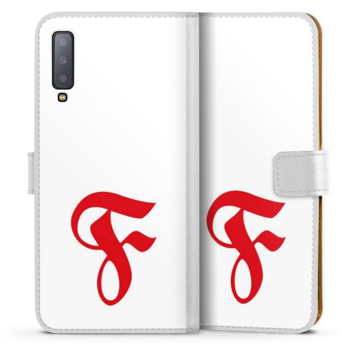 DeinDesign Handyhülle SC Fortuna Köln Fanartikel Fußball Fortuna F small white Samsung Galaxy A7 Duos (2018) Hülle Handy Flip Case Wallet Cover