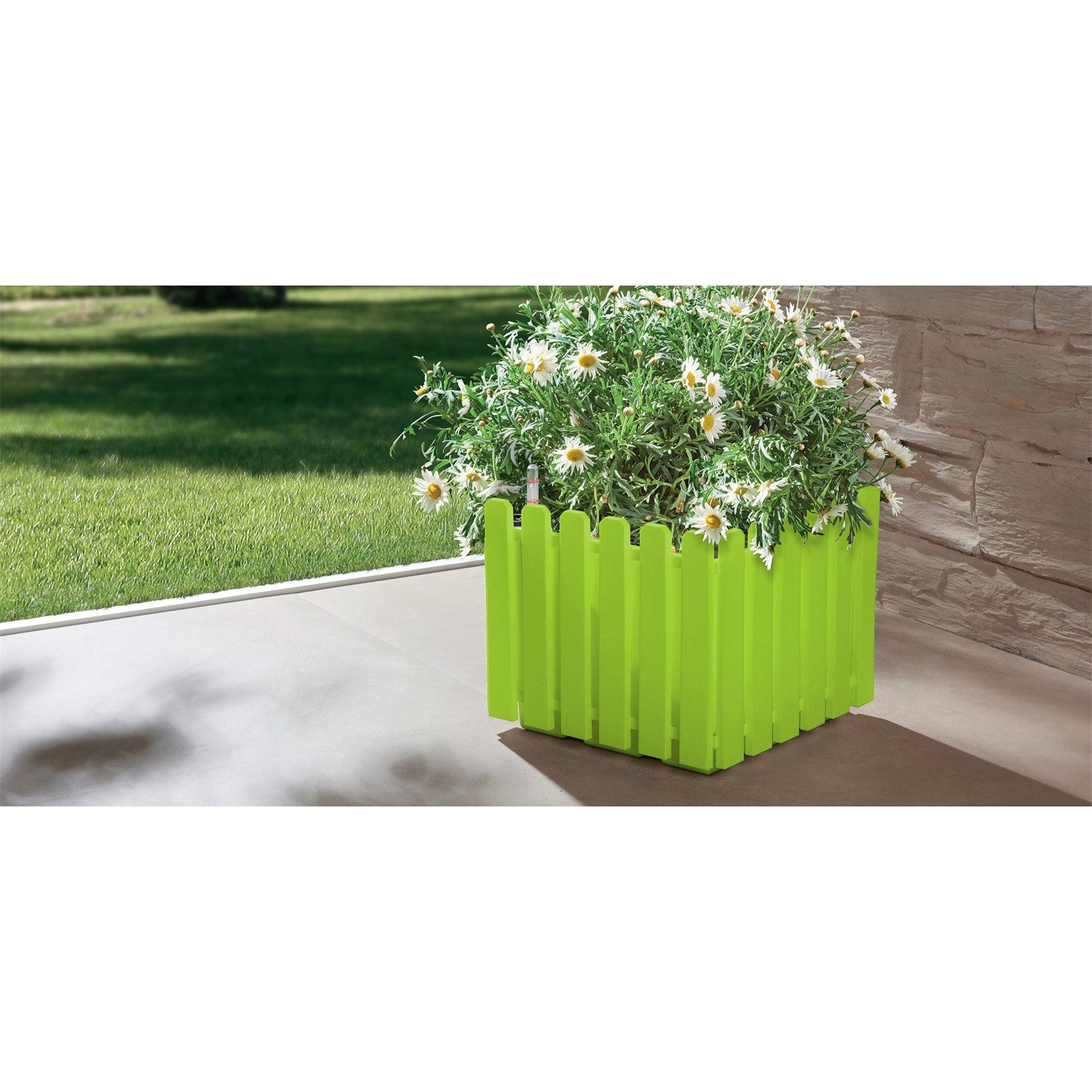 HTI-Living Blumentopf Blumentopf mit Wasserspeicher Nessa eckig grün (Stück, 1 St., 1 Blumentopf), aus Kunststoff mit Wasserstandsanzeiger