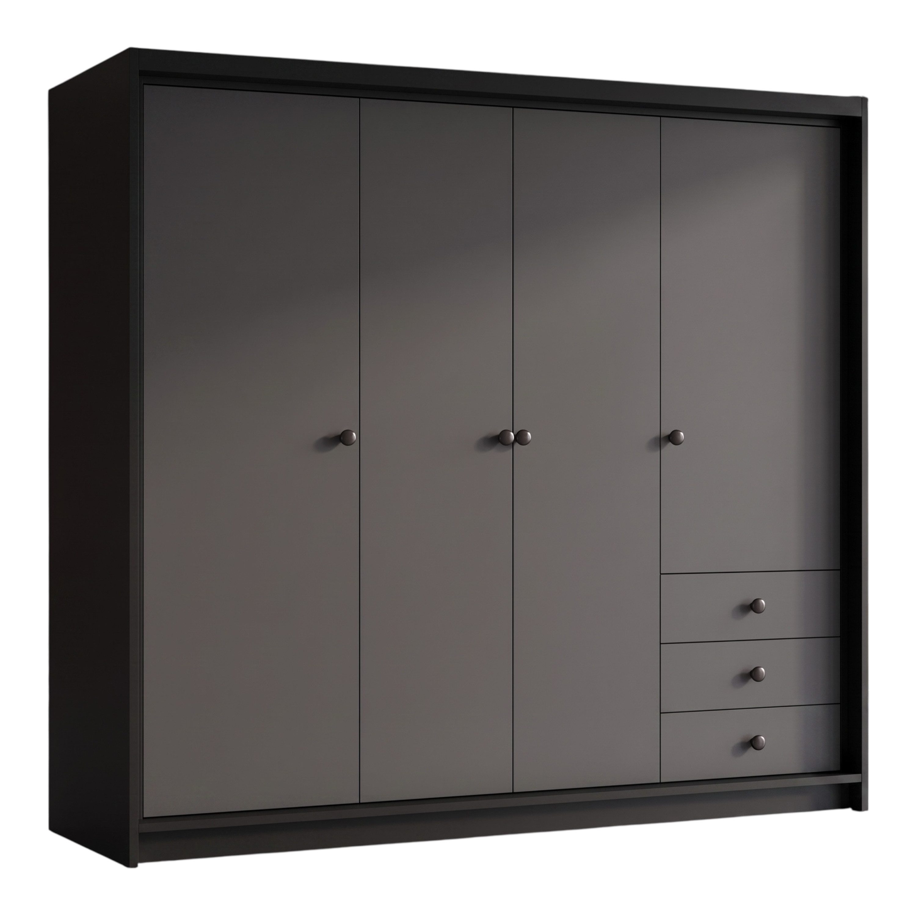 A&J MöbelLand GmbH Drehtürenschrank FALKEN– viertüriger Kleiderschrank 200 cm (Geräumiger viertüriger Kleiderschrank mit Schubladen. Geräumiger Schrank mit einer Breite von 200 cm und Schubladen, ideal zur Aufbewahrung von Kleidung und Accessoires. Viel Stauraum. TOP PRODUKT! Wählen Sie das ideale Modell für Ihr Schlafzimmer!, TOP ANGEBOT) Breite: 200 cm, Höhe: 215 cm, Tiefe: 59,5 cm