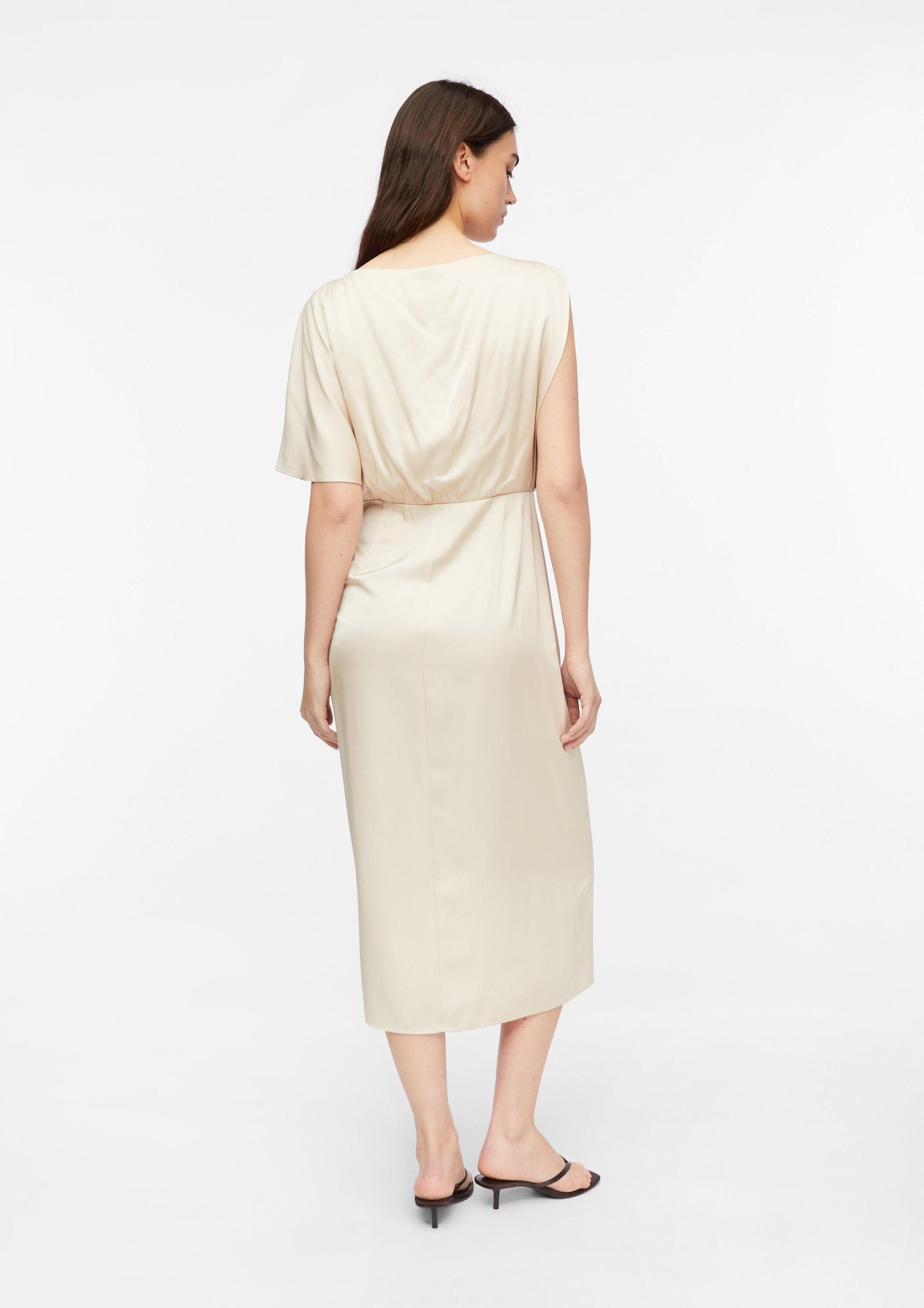 comma Midikleid Kleid Asymmetrisches Satinkleid mit Drapierung