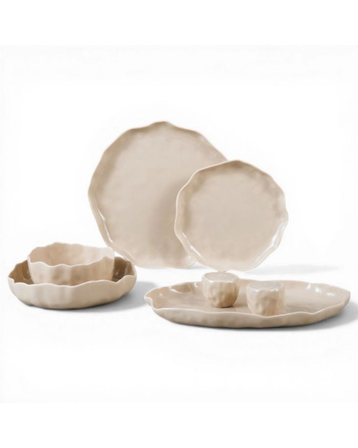 EKA Geschirr-Set Angles Beige Teller-Set (27-tlg), Porzellan