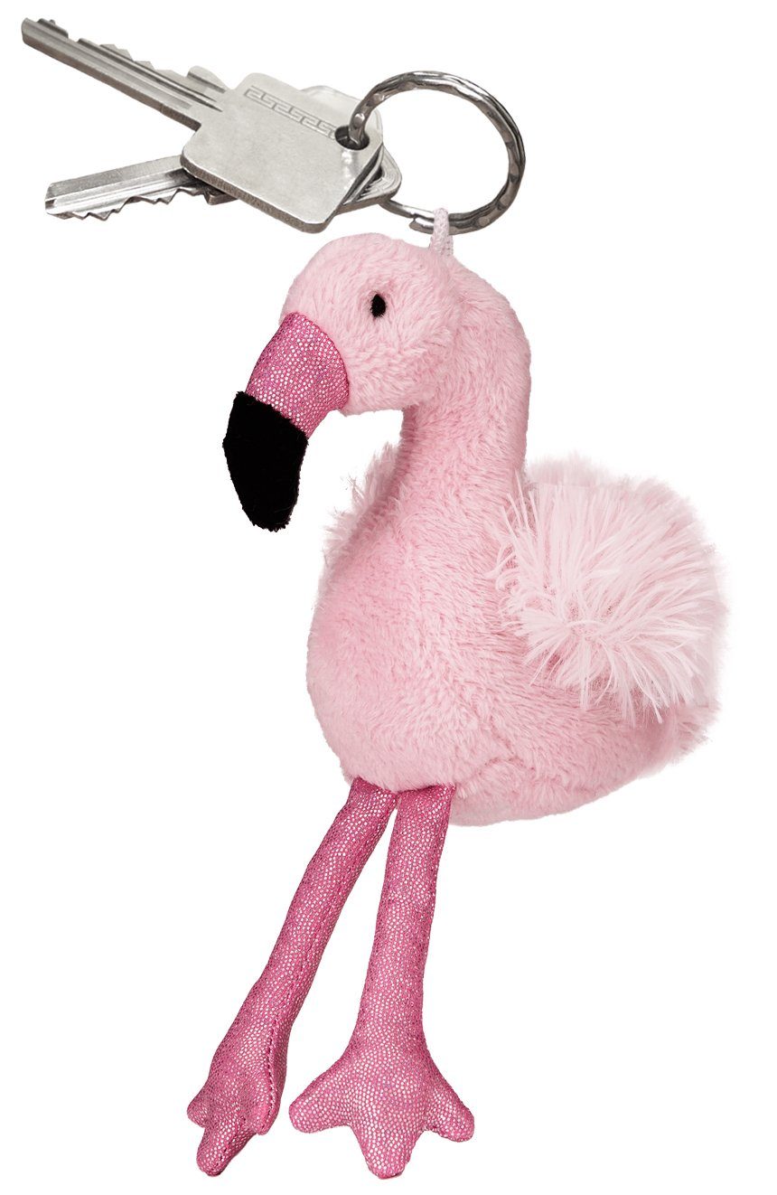 BRUBAKER Schlüsselanhänger Flamingo cm Stofftier 20 Glitzer, Kuscheltier mit Aufhänger, Plüsch Taschenanhänger Rosa mit