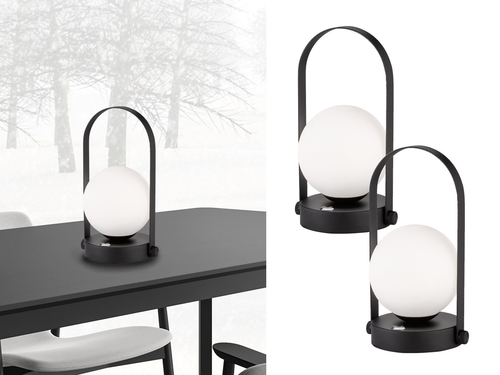 2er Set RGB LED Nacht Tisch Lampen Fernbedienung Kugel Design Leuchten dimmbar 