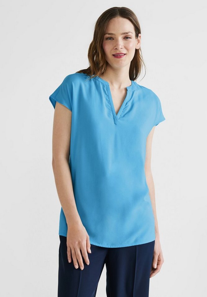 STREET ONE Shirtbluse in Unifarbe, Damen Long Blusenshirt
