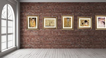 artissimo Bild mit Rahmen Klimt Bild mit Barock-Rahmen / Poster gerahmt 63x53cm / Wandbild, Gustav Klimt: Der Kuss Detail