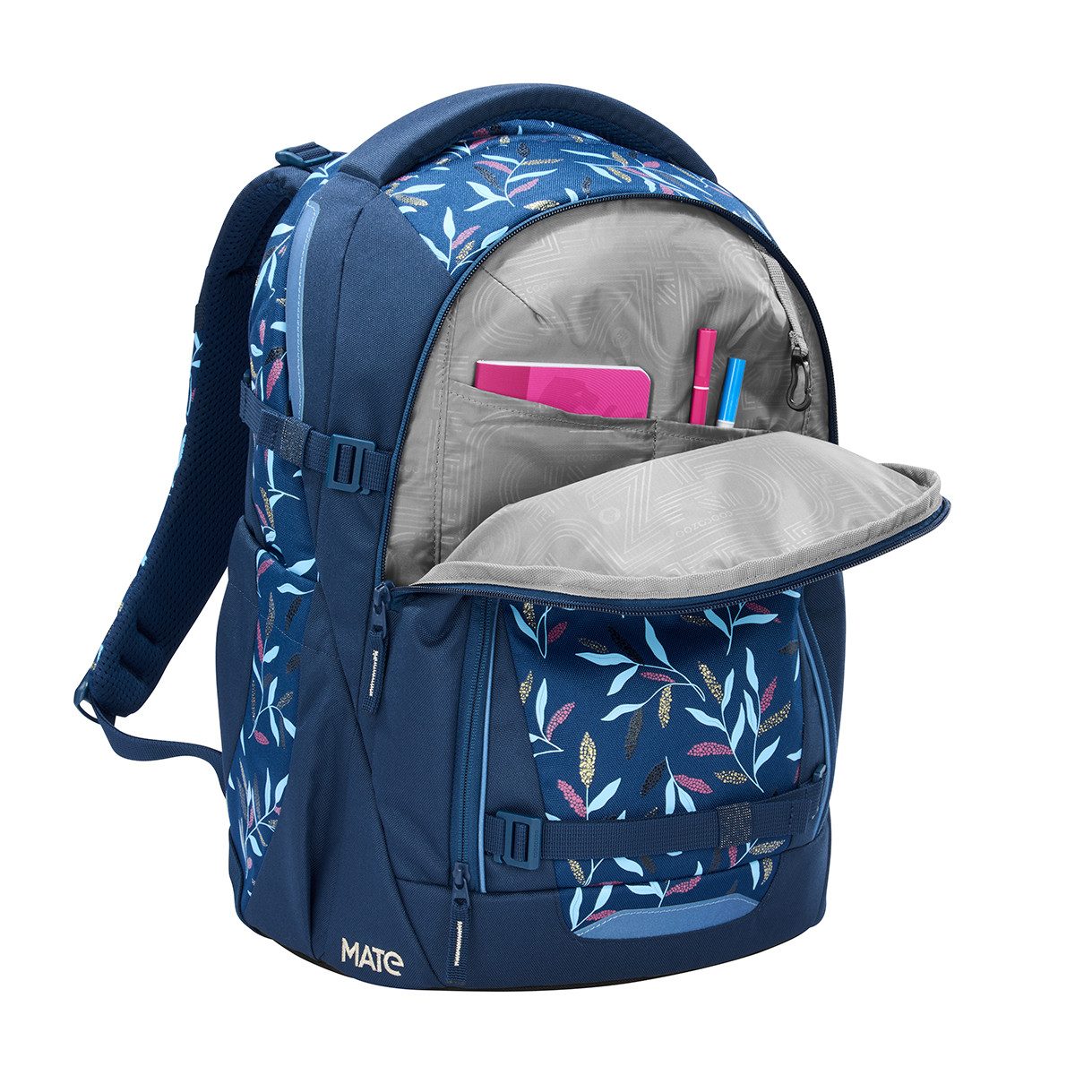 coocazoo Schulranzen Schulrucksack-Set MATE Boho Glam 2-teilig (2-teilig), ergonomisch, Körpergröße: 135 - 180 cm, Easy-Grow-System
