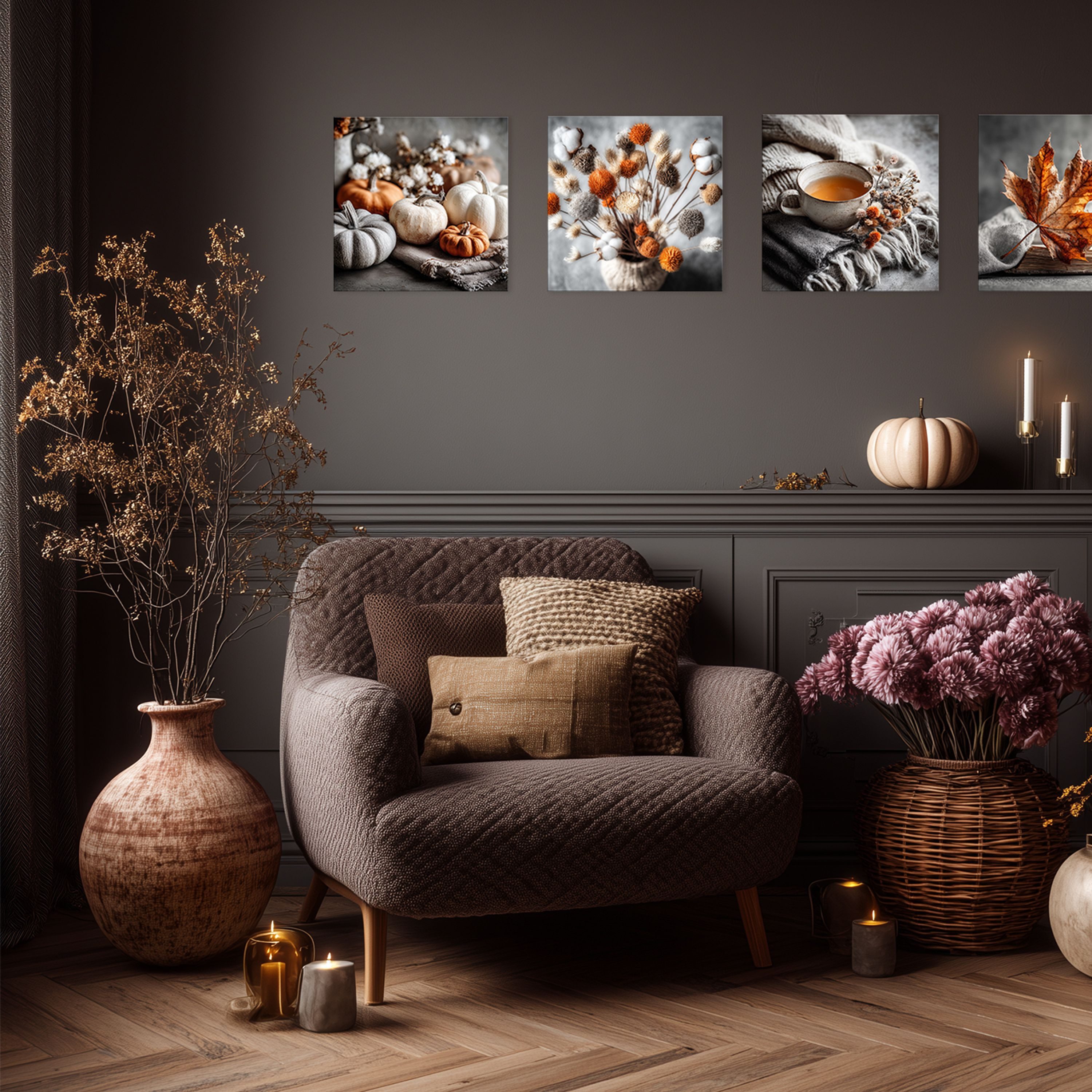artissimo Glasbild Bild aus Glas 30x30 cm / Wandbild quadratisch orange grau, Stillleben:Teetasse im Cozy Style – Bild 3 von 5