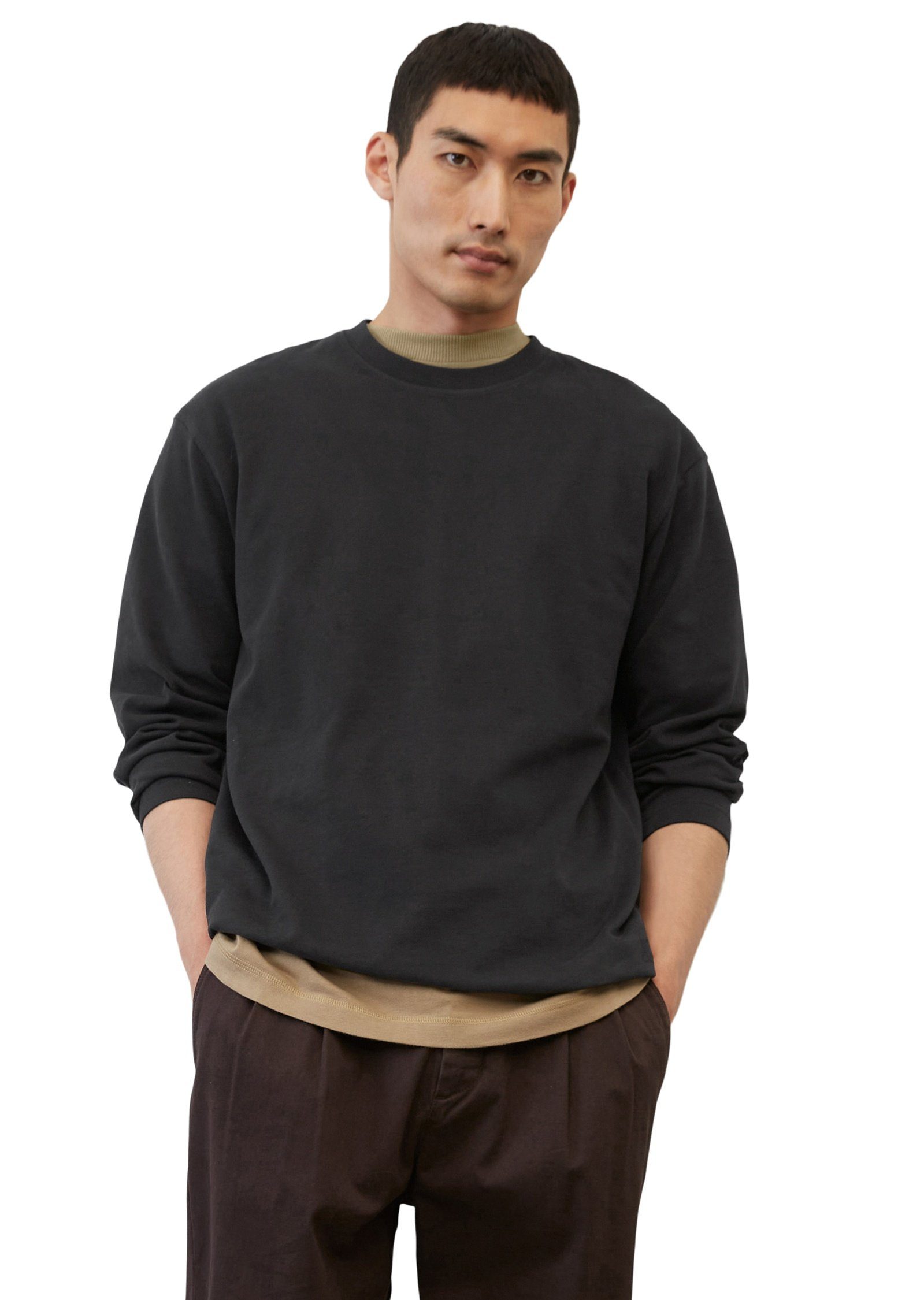 Marc O'Polo Langarmshirt aus softer Bio-Baumwolle schwarz