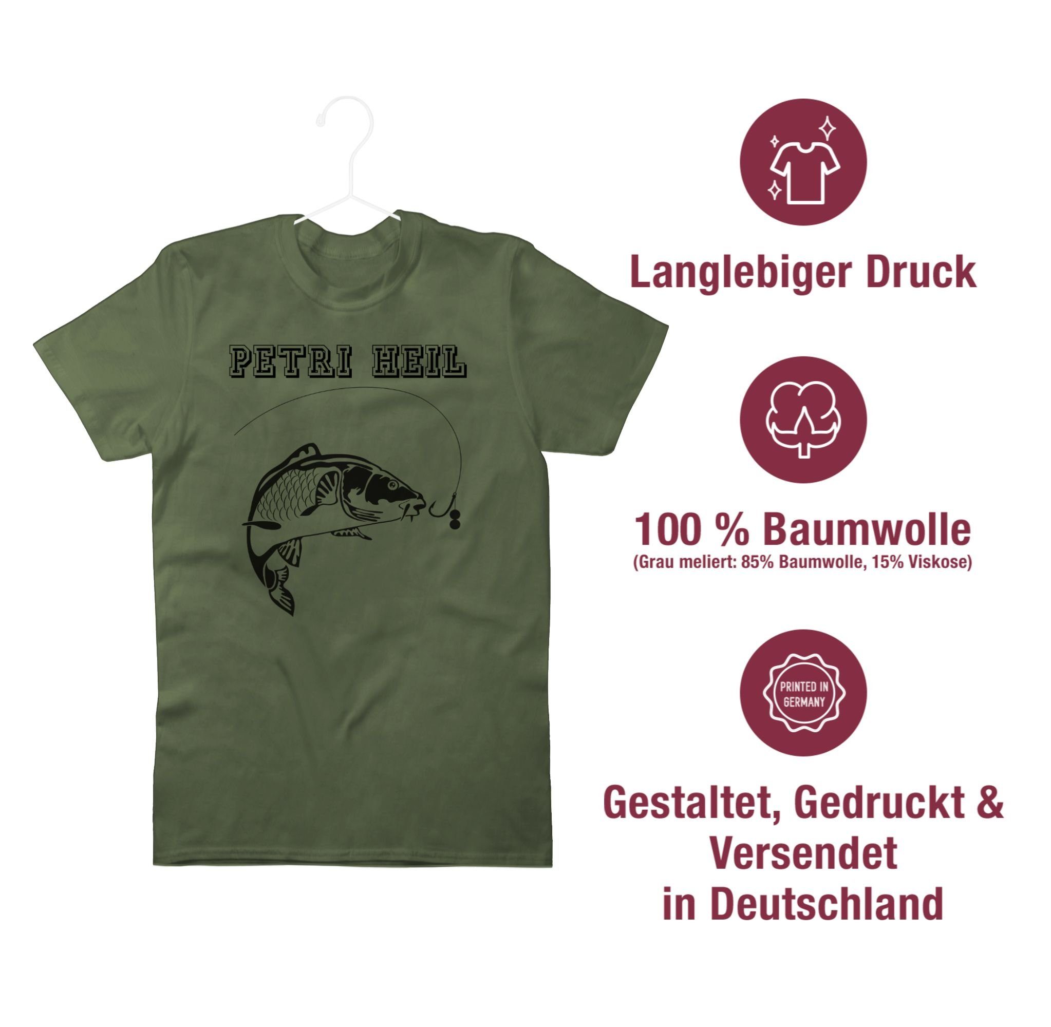 Geschenke Grün Angler Heil 1 Army T-Shirt Shirtracer Petri