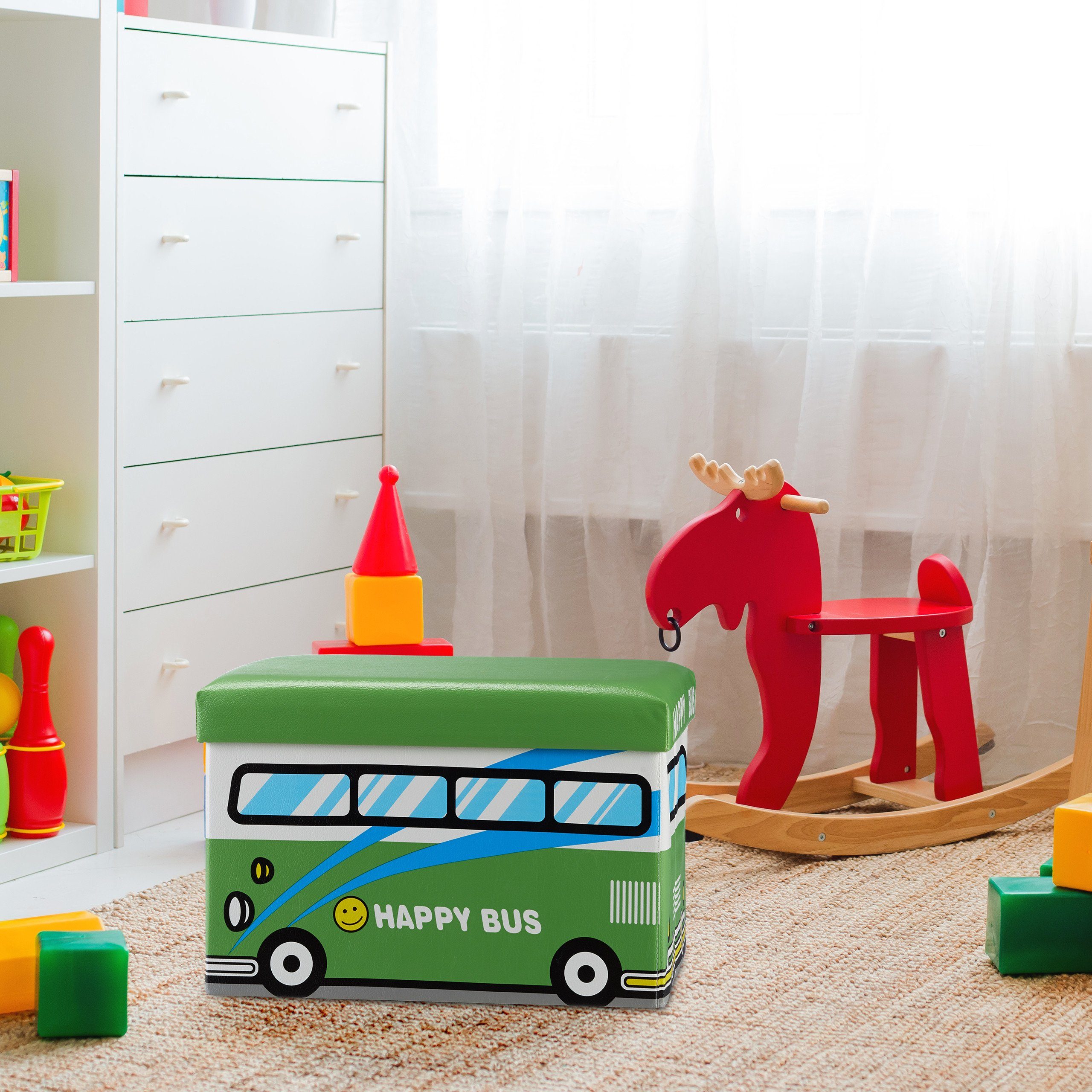 relaxdays Spielzeugtruhe Faltbare Spielzeugkiste mit Stauraum, günstig online kaufen