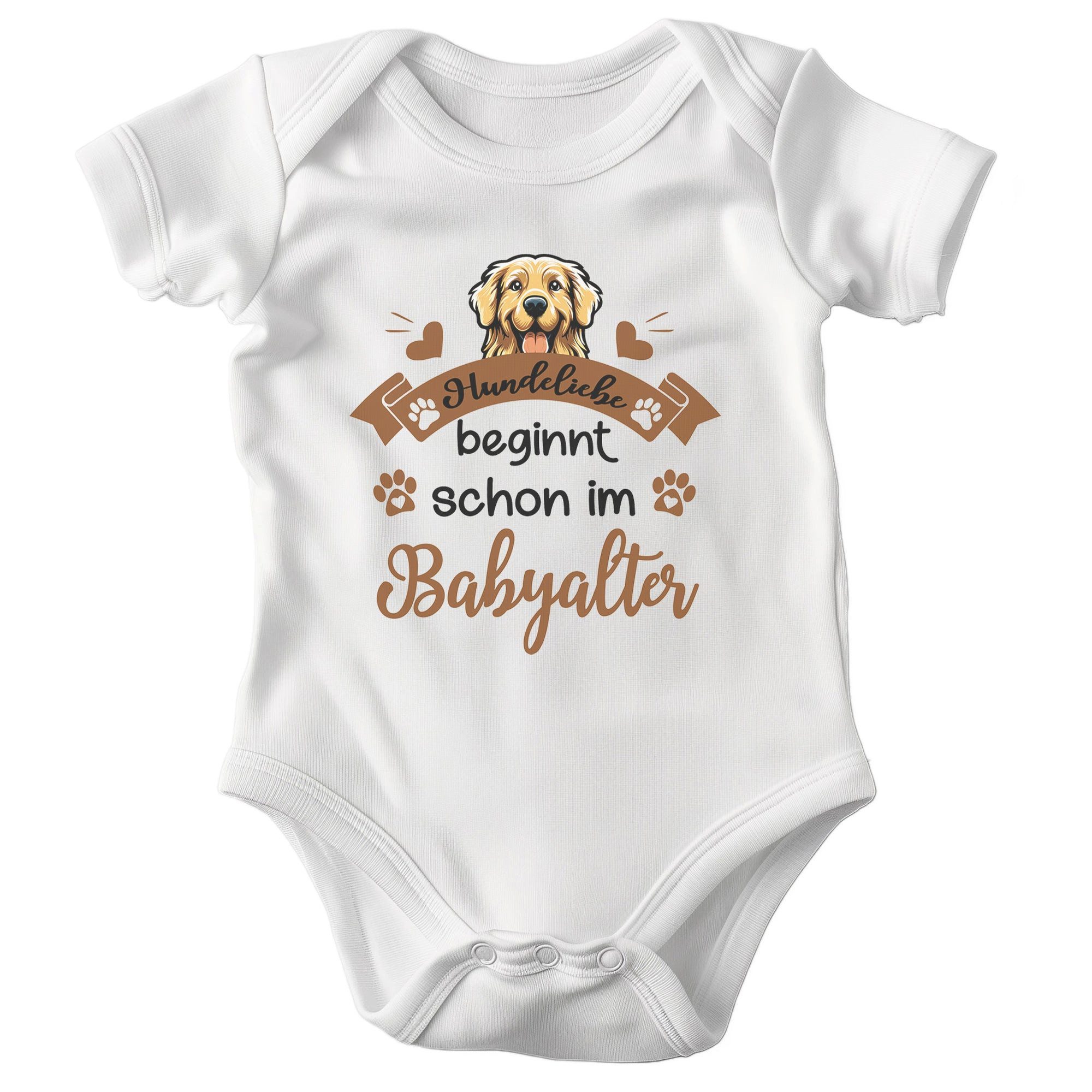 22Feels Kurzarmbody Bio Unisex Babybody Weiß Golden Retriever Hundeliebe Geschenk Taufe BIO-Baumwolle - In Deutschland Bedruckt - Niedlicher Print