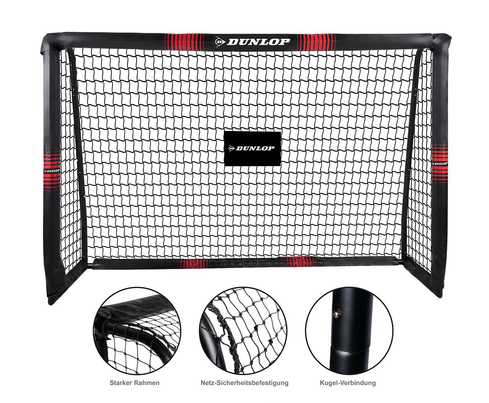 Spielzeug Tore Dunlop Fußballtor Garten Fußballtor (Tor mit Netz, Stahlrohrrahmen pulverbeschichtet), werkzeugloser Zusammenbau,