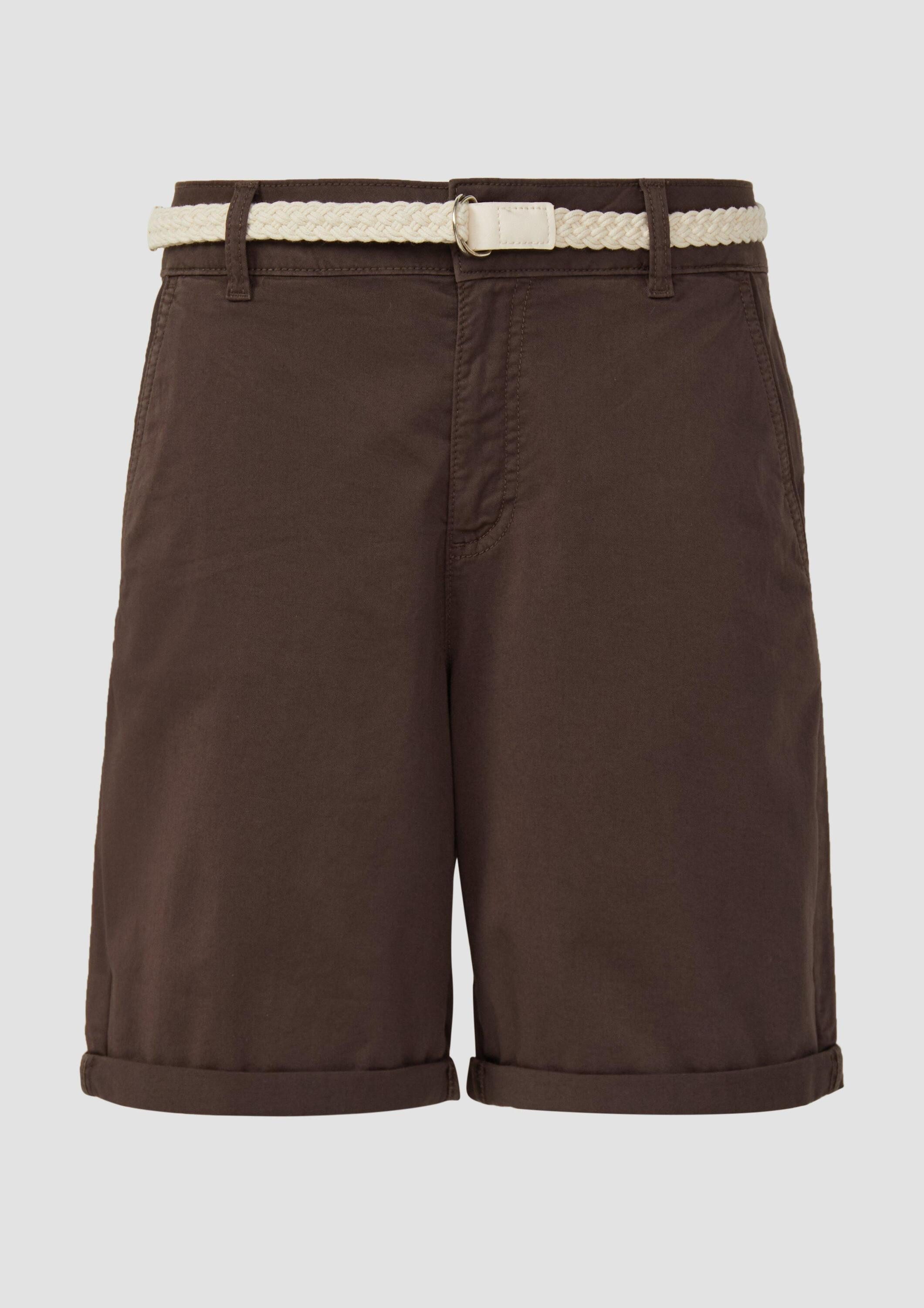 s.Oliver Shorts Hose Shorts mit geflochtenem Gürtel und Garment Dye