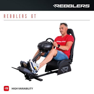 Rebblers Gaming-Stuhl REBBLERS Rennsimulator Cockpit für F1, Touring und GT, in Sekunden von der F1- bis zur Tourenwagen- oder Rallye-Position