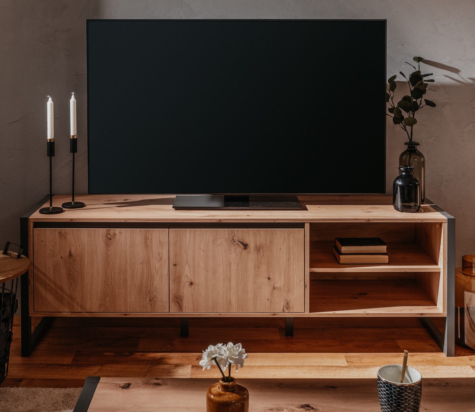Furn.Design Lowboard Malta (TV Unterschrank 160 cm, 2-türig), Artisan Eiche günstig online kaufen
