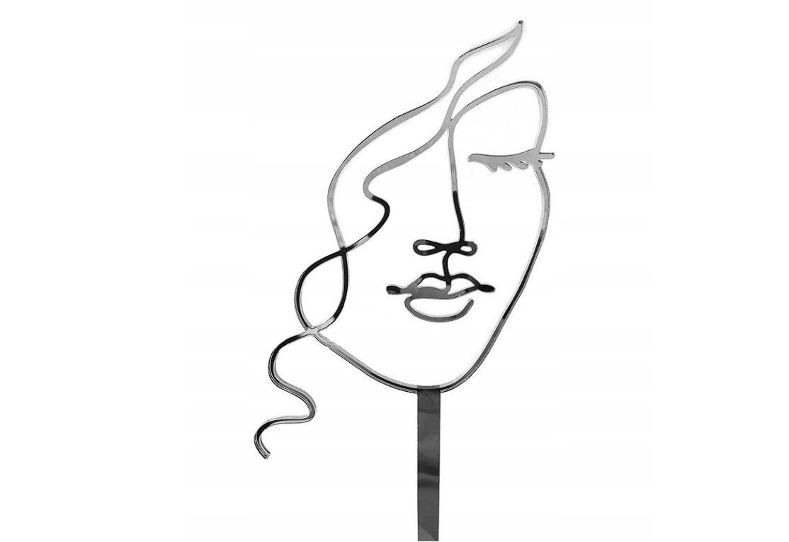 Festivalartikel Tortenstecker Lineare Topper Paar Gesichter Frau für Tortenrand lineare Gold Silber