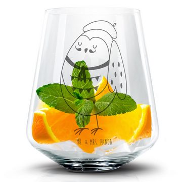 Mr. & Mrs. Panda Cocktailglas Eule Frankreich - Transparent - Geschenk, Owl, Cocktail Glas mit Sprü, Premium Glas, Personalisierbar