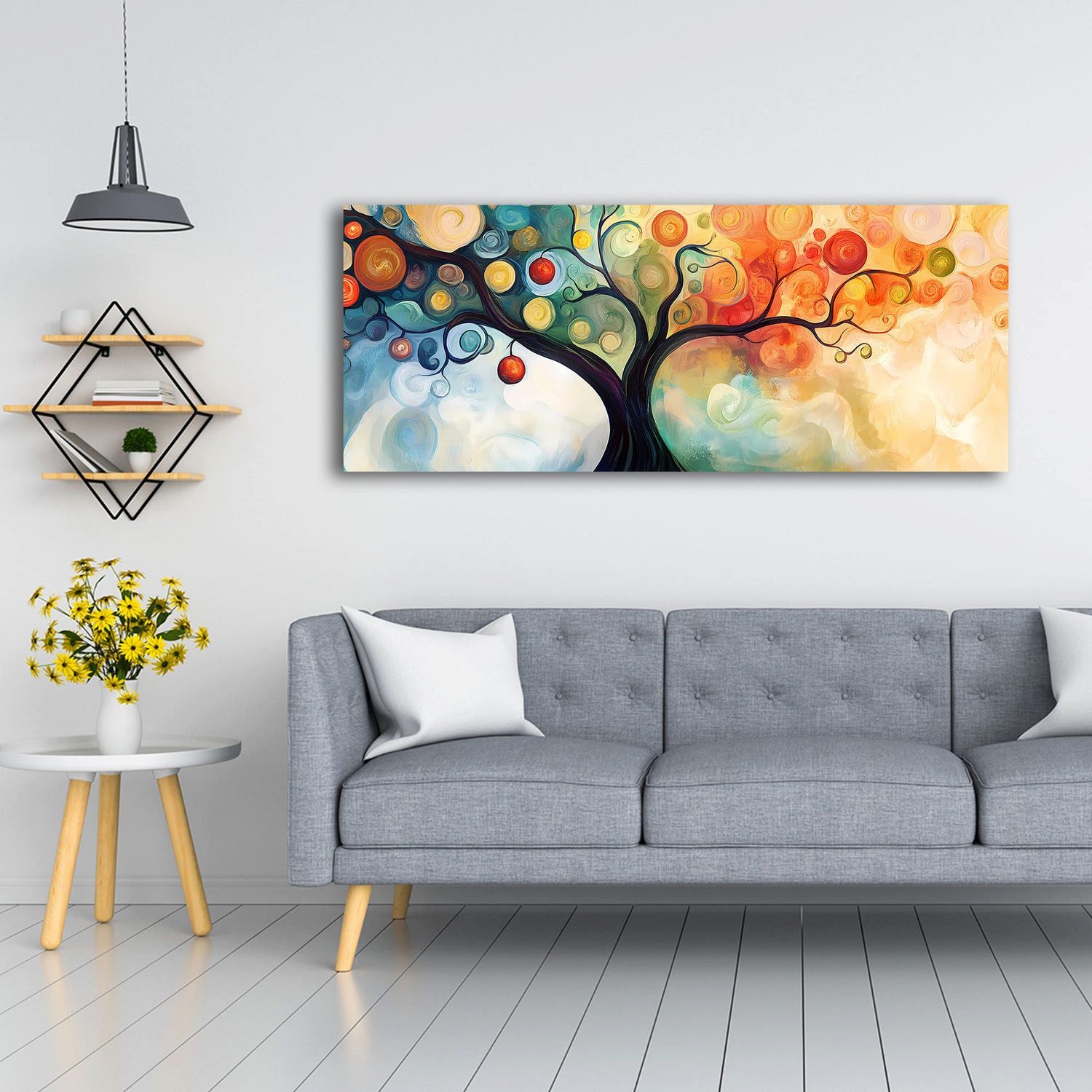 Artedinoi Leinwandbild Abstrakt Baum Farbverlauf Herbst Leinwandbild Wandbild Kunstdruck XL W