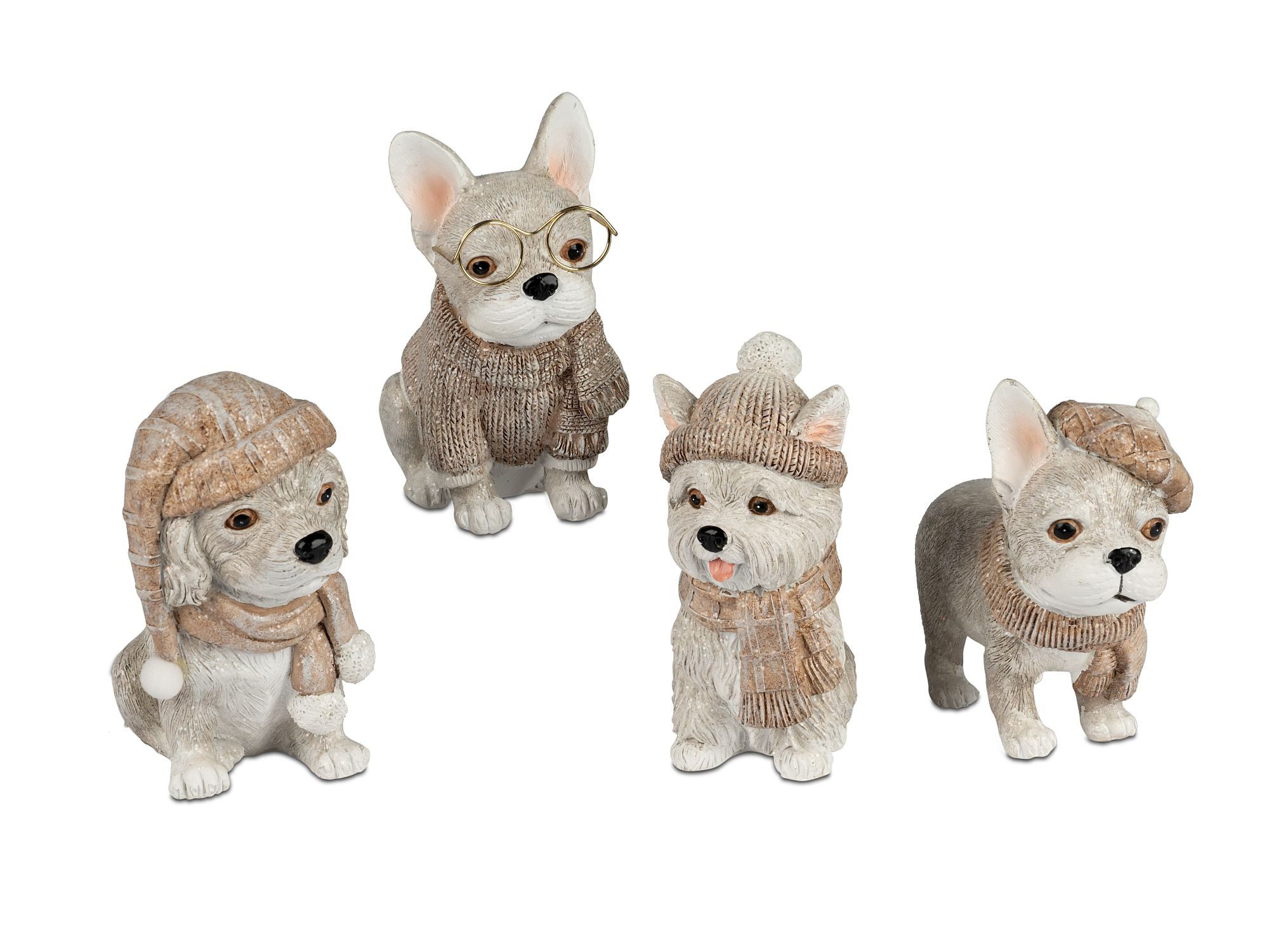 formano Dekoobjekt Dekofiguren Hunde 752192 4er-Set Winterdeko Handbemalt 9 cm