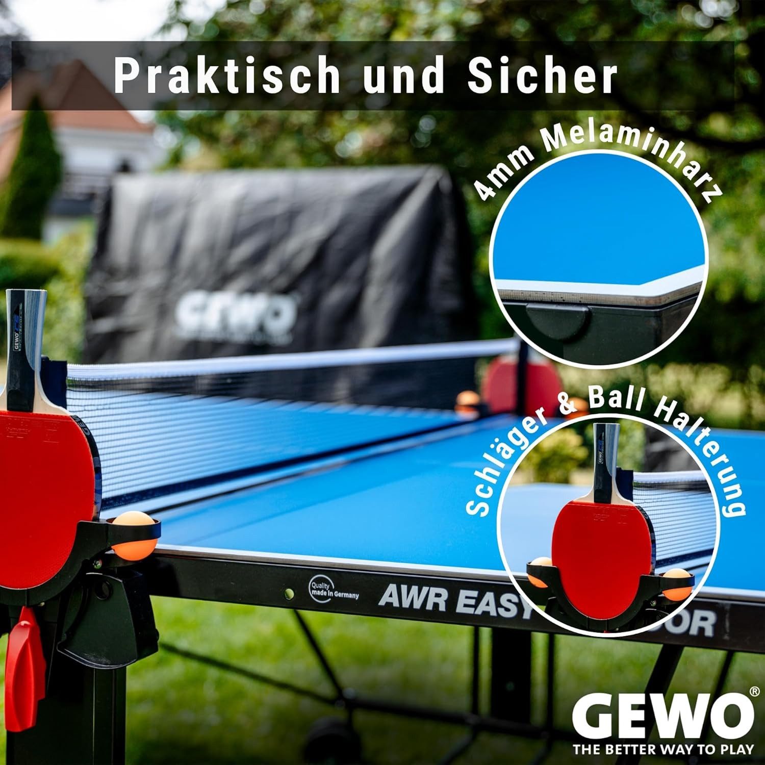 Gewo Tischtennisplatte Outdoor AWR Easy, Tischtennistisch klappbar, blau (1-tlg) – Bild 4 von 5