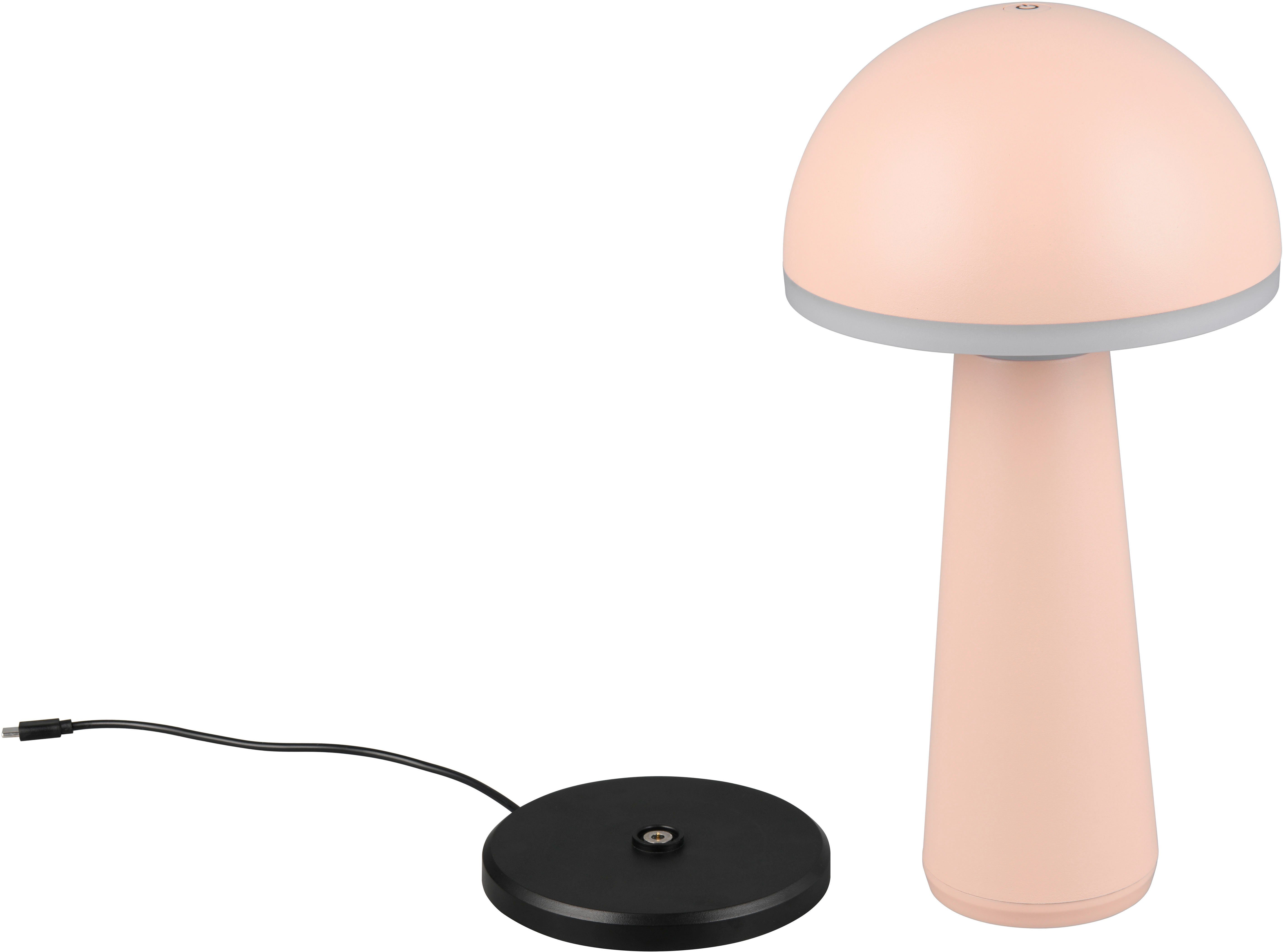 Reality Leuchten LED Außen-Tischleuchte FUNGO, Dimmfunktion, USB-Ladefunktion, LED fest integriert, warmweiß - kaltweiß, Outdoor Akku Tischlampe inkl Ladestation USB-C, Lichtfarbe einstellbar