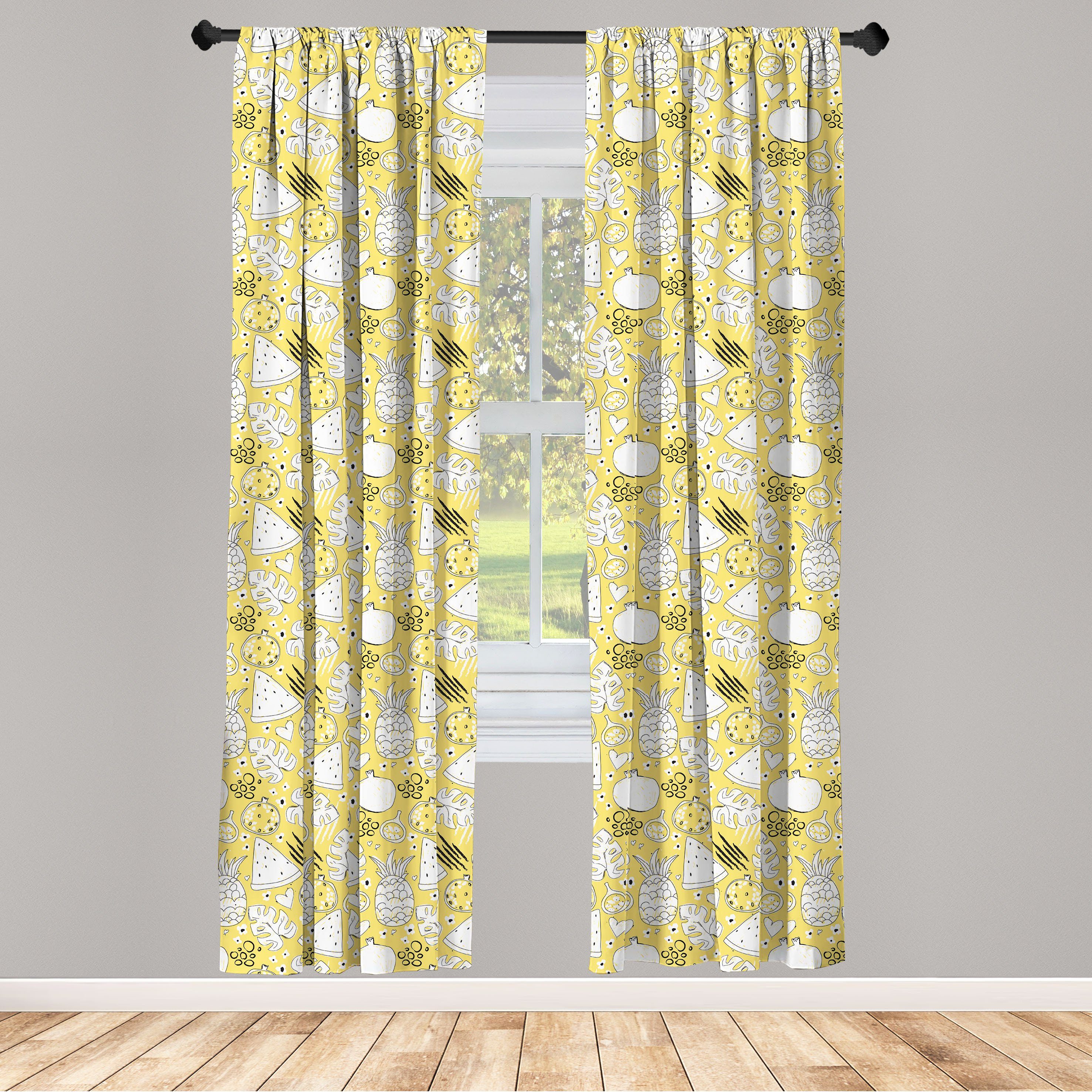 Gardine Vorhang für Wohnzimmer Schlafzimmer Dekor, Abakuhaus, Microfaser, Essen Sommer-Früchte und Blumen