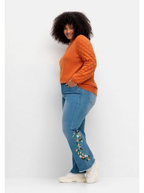 sheego by Joe Browns Stretch-Jeans Große Größen mit Blumenstickerei und Fransensaum