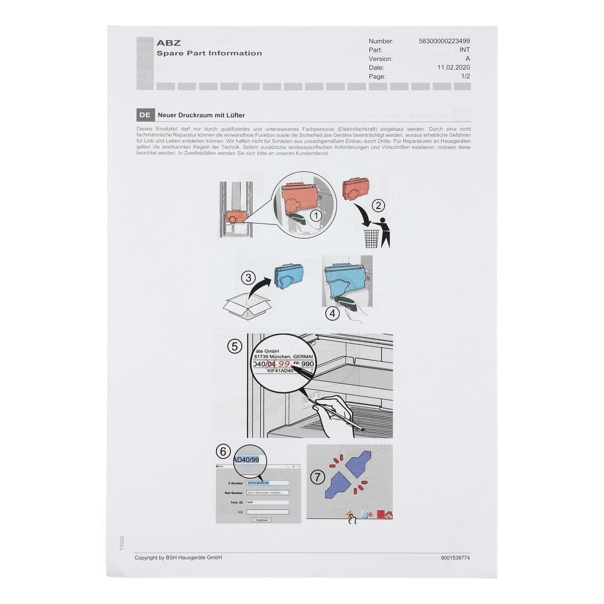 Kühlschrank wie Ventilator Montagezubehör BOSCH, easyPART mit 11036682 Kühlschrank / Gefrierschrank BOSCH Druckraum