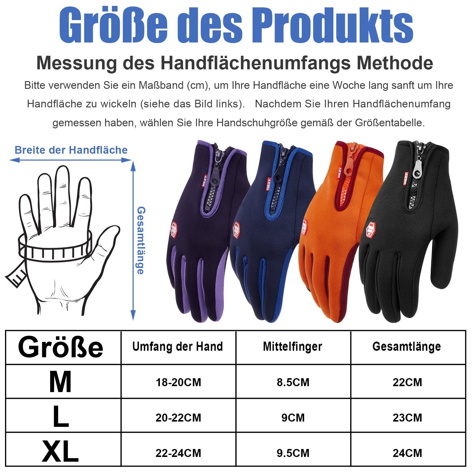 Sunicol Fleecehandschuhe Herren Damen Winter Outdoor Thermo Warm Touchscreen Handschuhe (1 Paar Touchscreen Handschuhe) rutschfestem Design