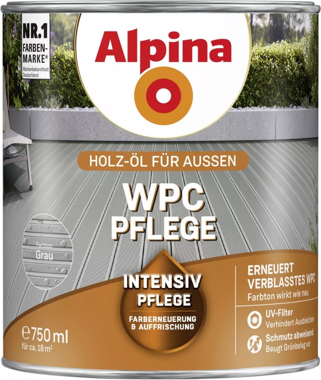 Alpina Holzöl WPC Pflege 750 ml Grau
