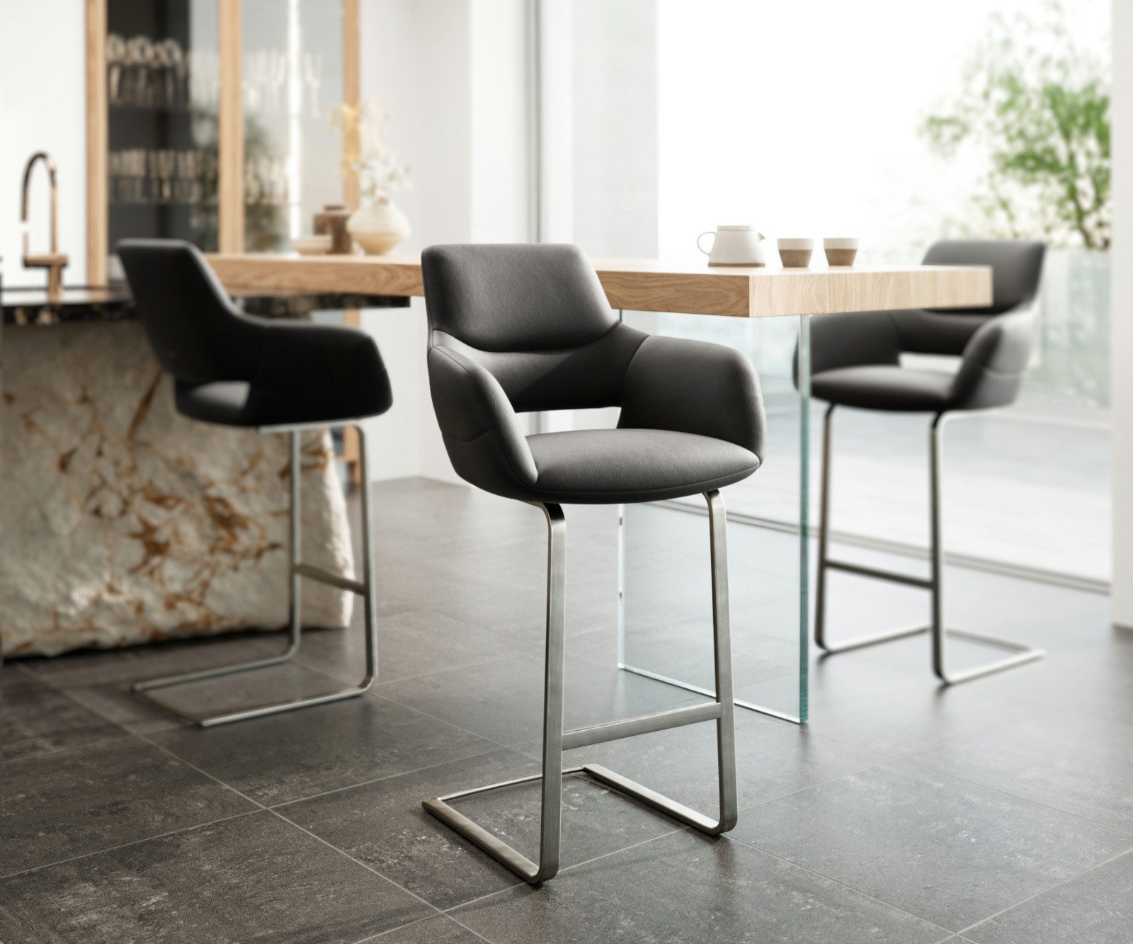 DELIFE Barhocker Yago-Flex, Freischwinger flach Edelstahl günstig online kaufen